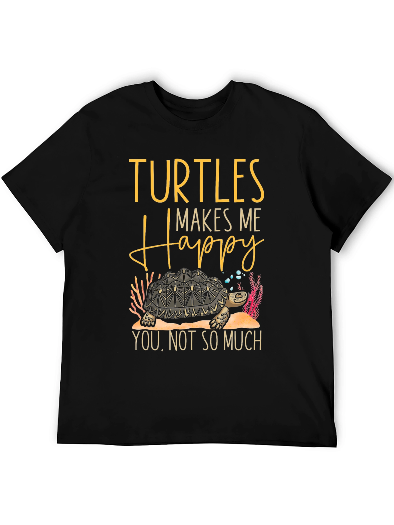 Black Turtles Make Me Happy Graphic T-Shirt view 5