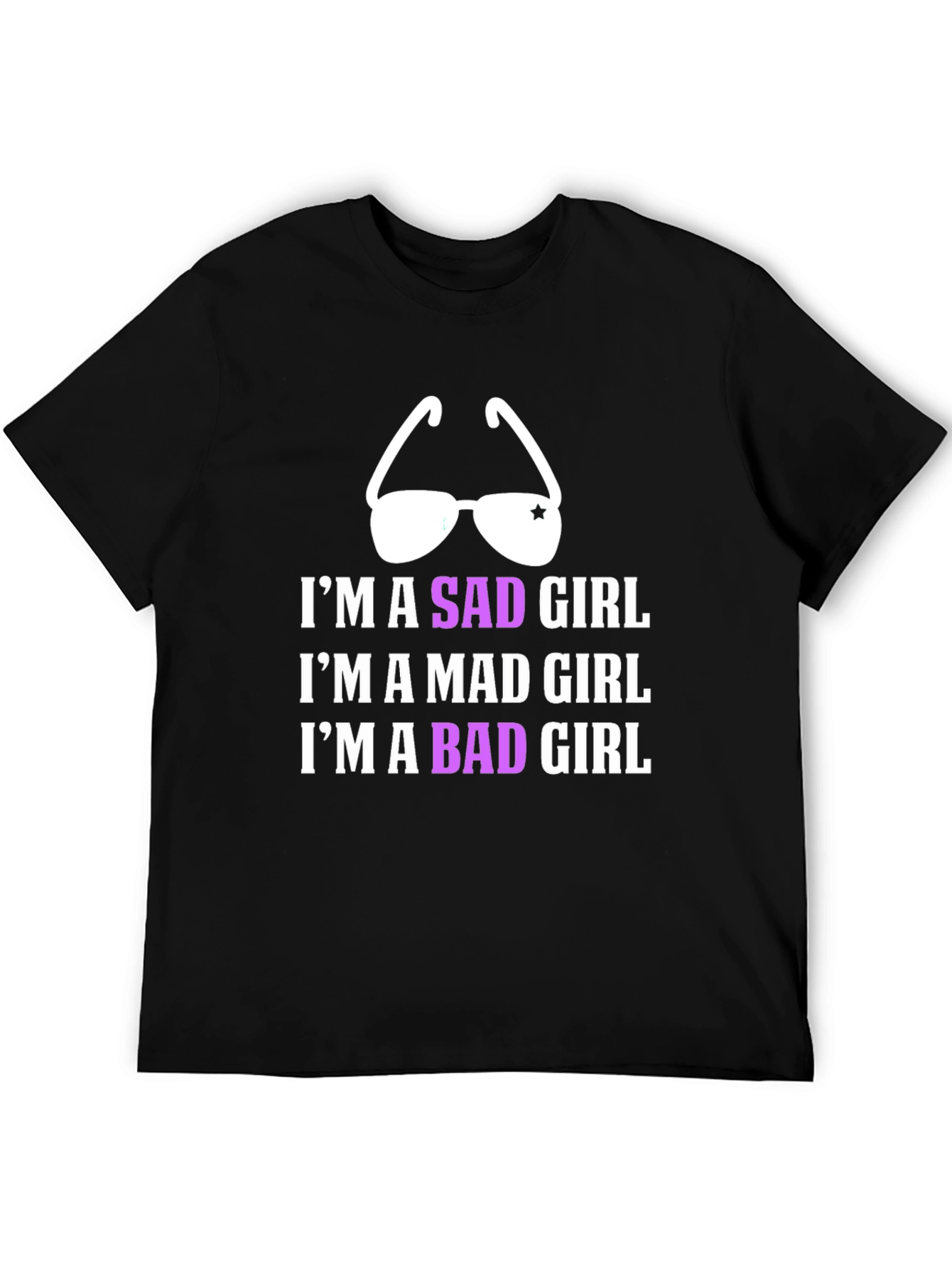 Black I'm A Sad Mad Bad Girl T-Shirt view 5