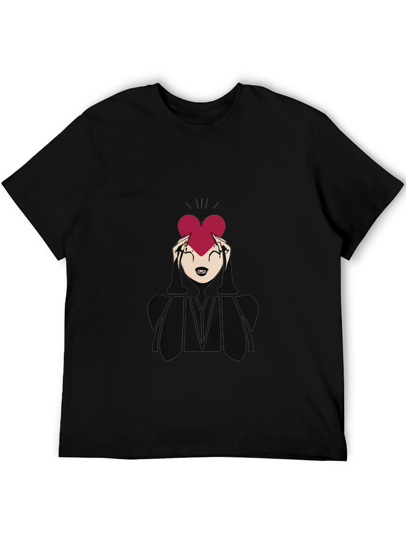Black Heart Hands Graphic Tee - Soft Cotton Blend view 5