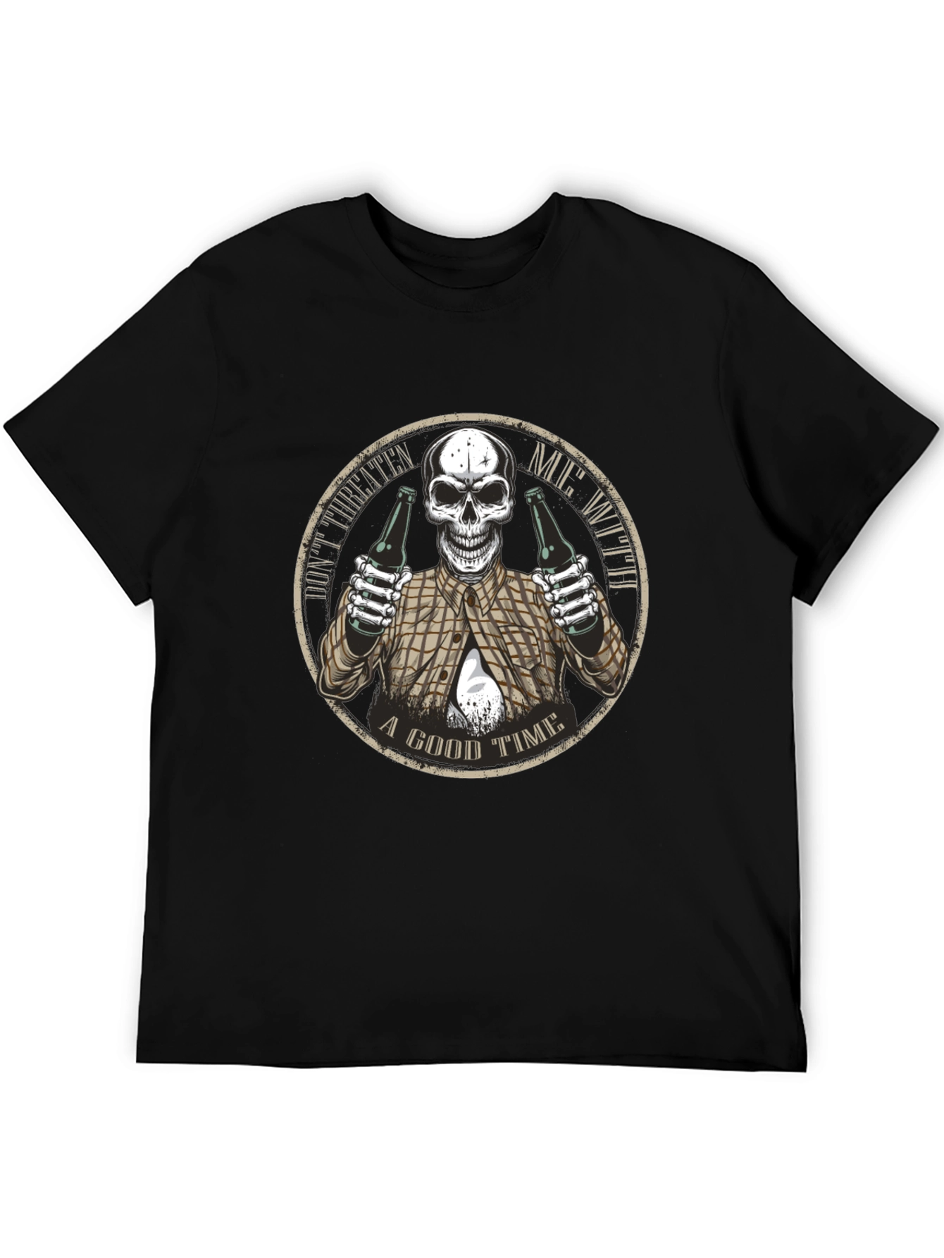 Black Don't Threaten Me Skull Graphic T-Shirt view 5