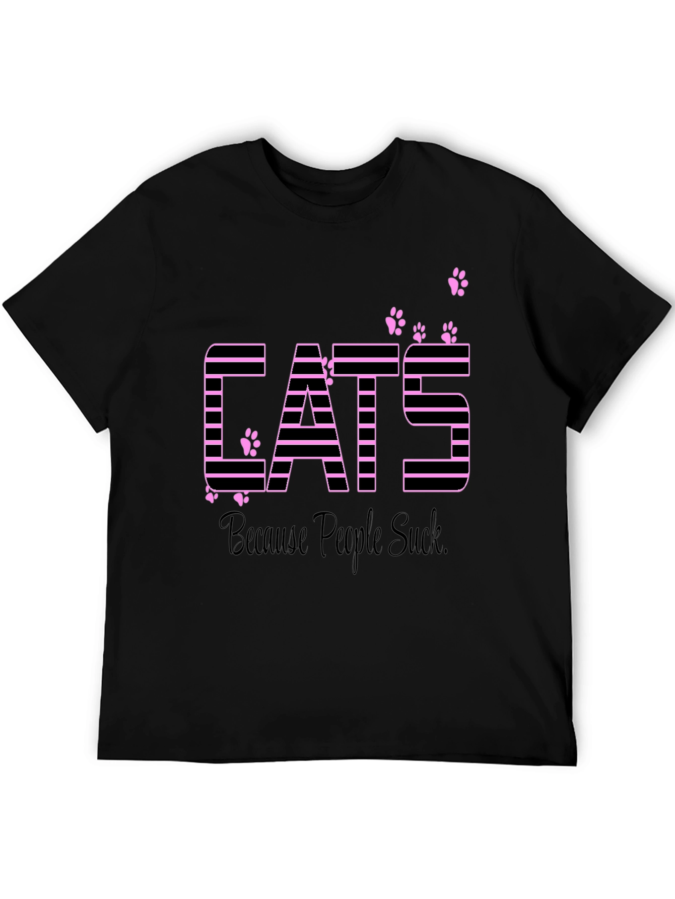 Black Cats Because People Suck Funny Graphic T-Shirt view 5