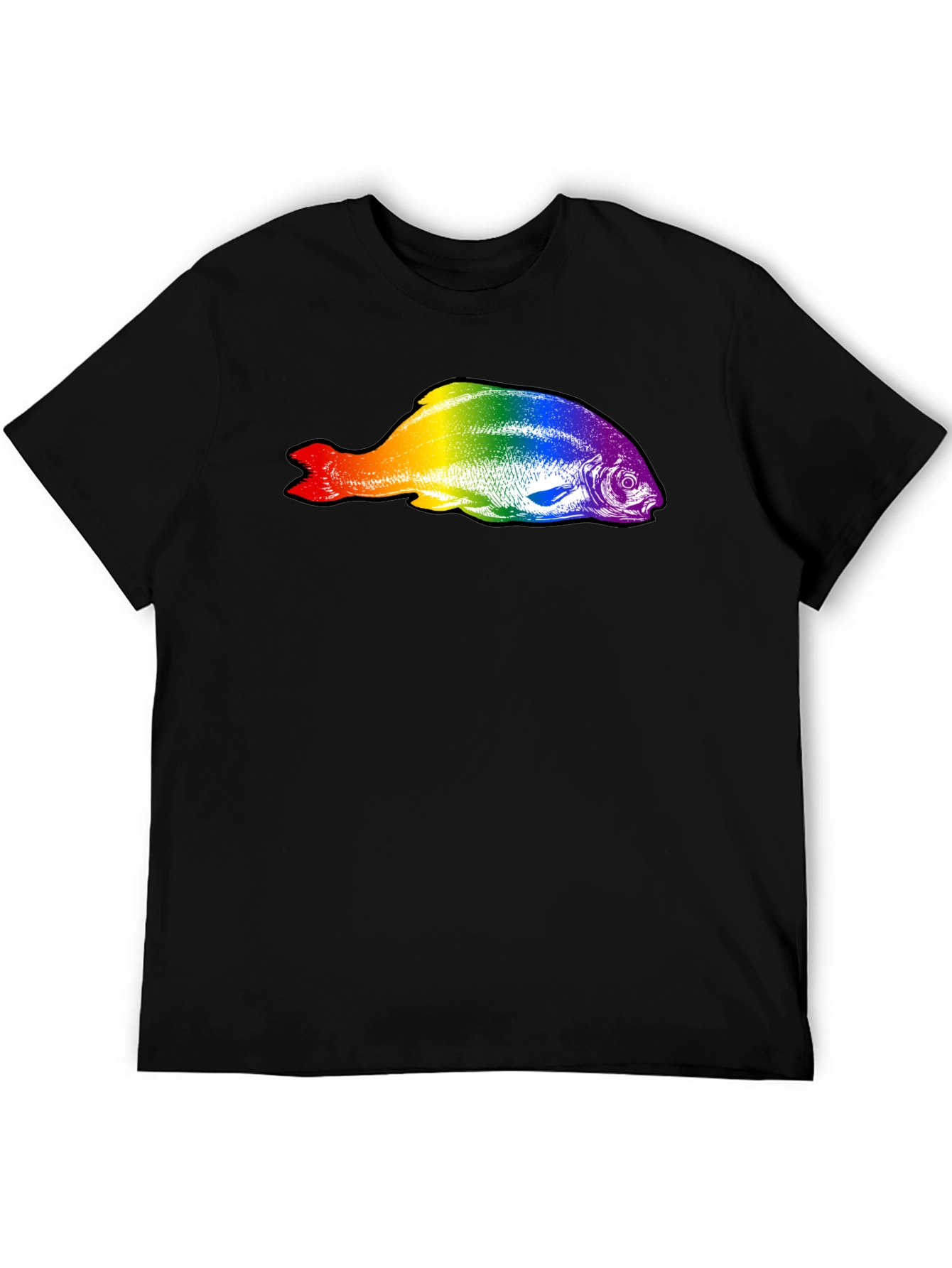 Black Rainbow Fish Graphic Black T-Shirt view 5