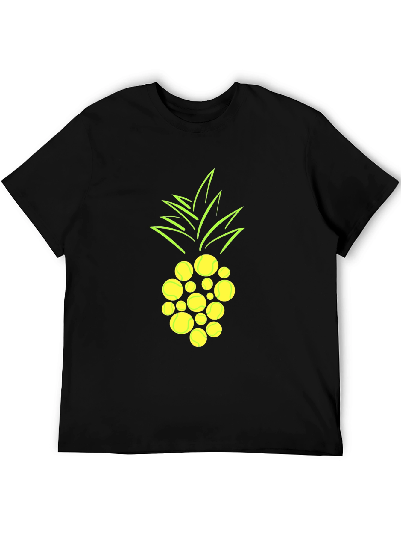 Black Pineapple Tennis Ball Graphic T-Shirt view 5