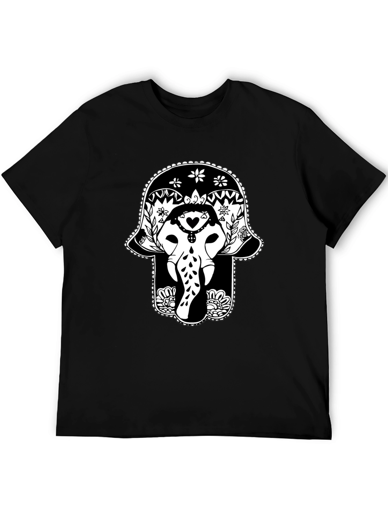 Black Elephant Hamsa Graphic Tee - Black view 5