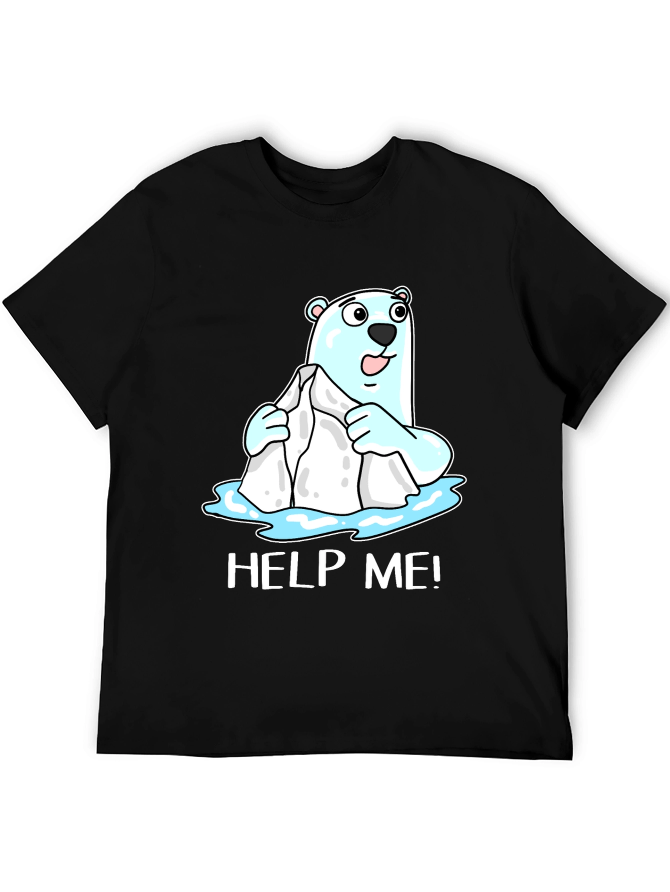 Black Help Me Polar Bear Graphic T-Shirt view 5