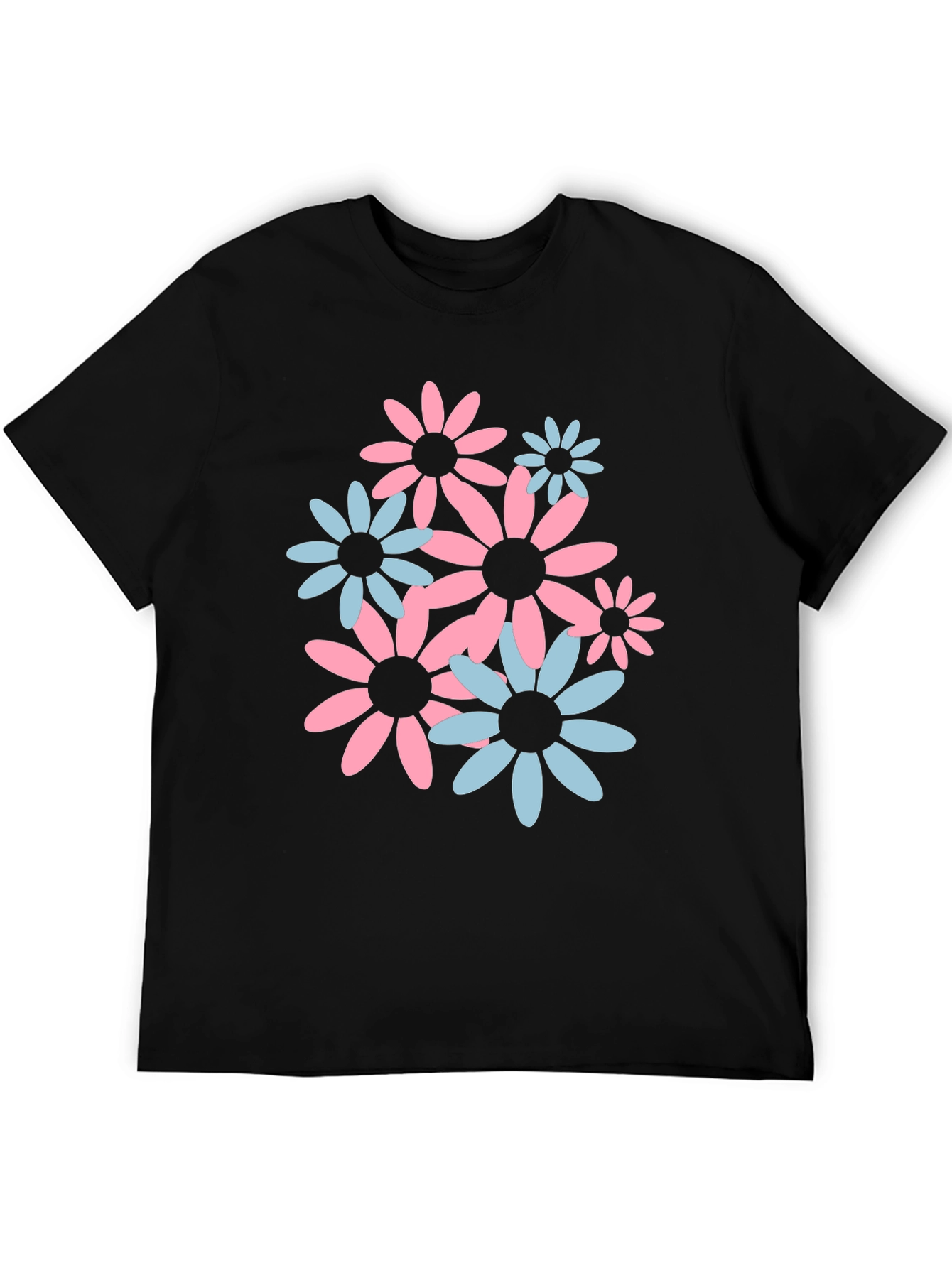 Black Floral Print Crew Neck T-Shirt view 5
