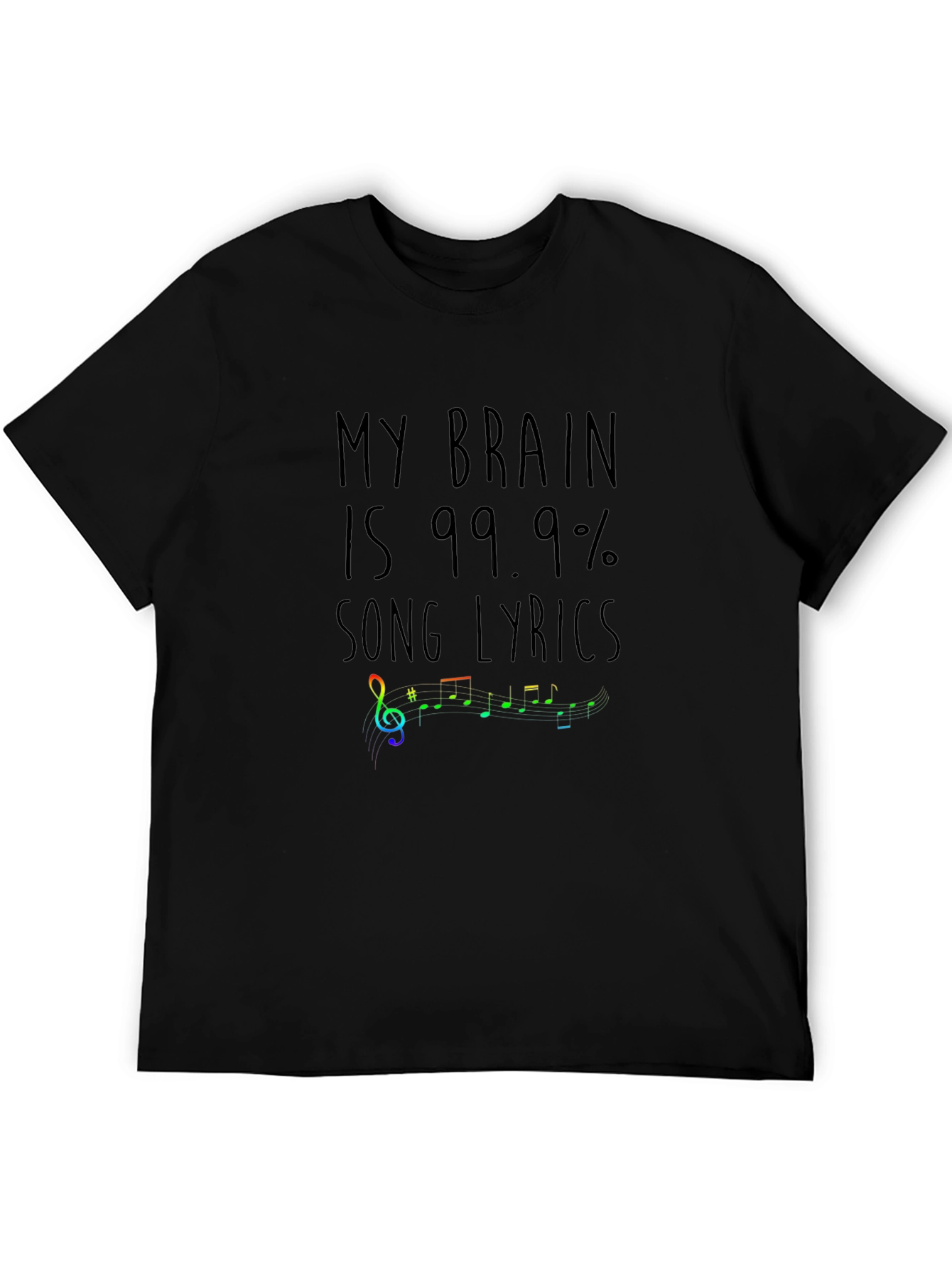 Black Song Lyrics Brain Funny Graphic T-Shirt view 5