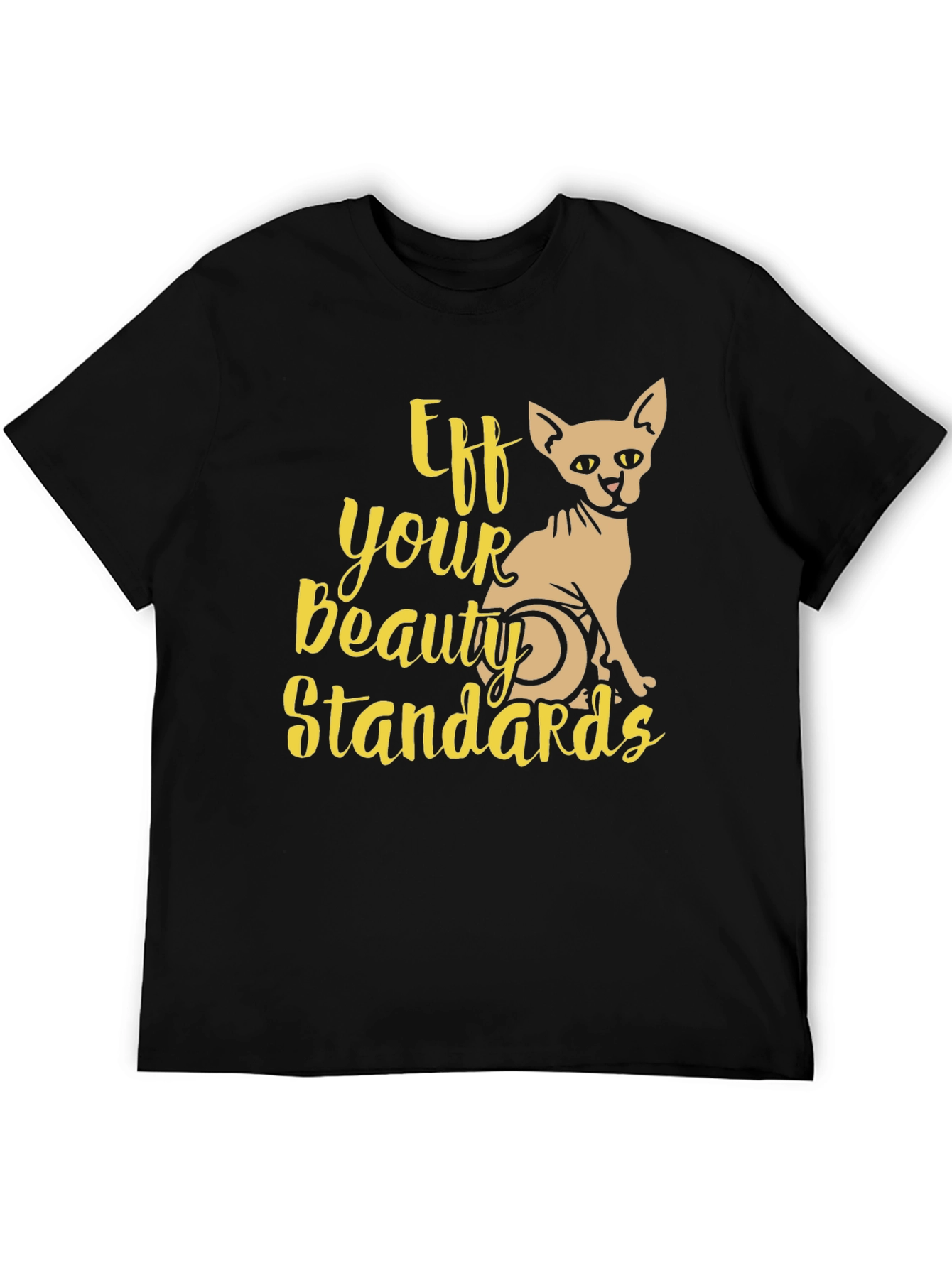 Black Eff Your Beauty Standards Cat Graphic Tee view 5
