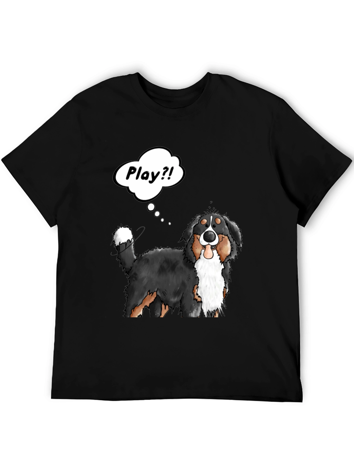 Black Playful Dog Cartoon Graphic T-Shirt view 5