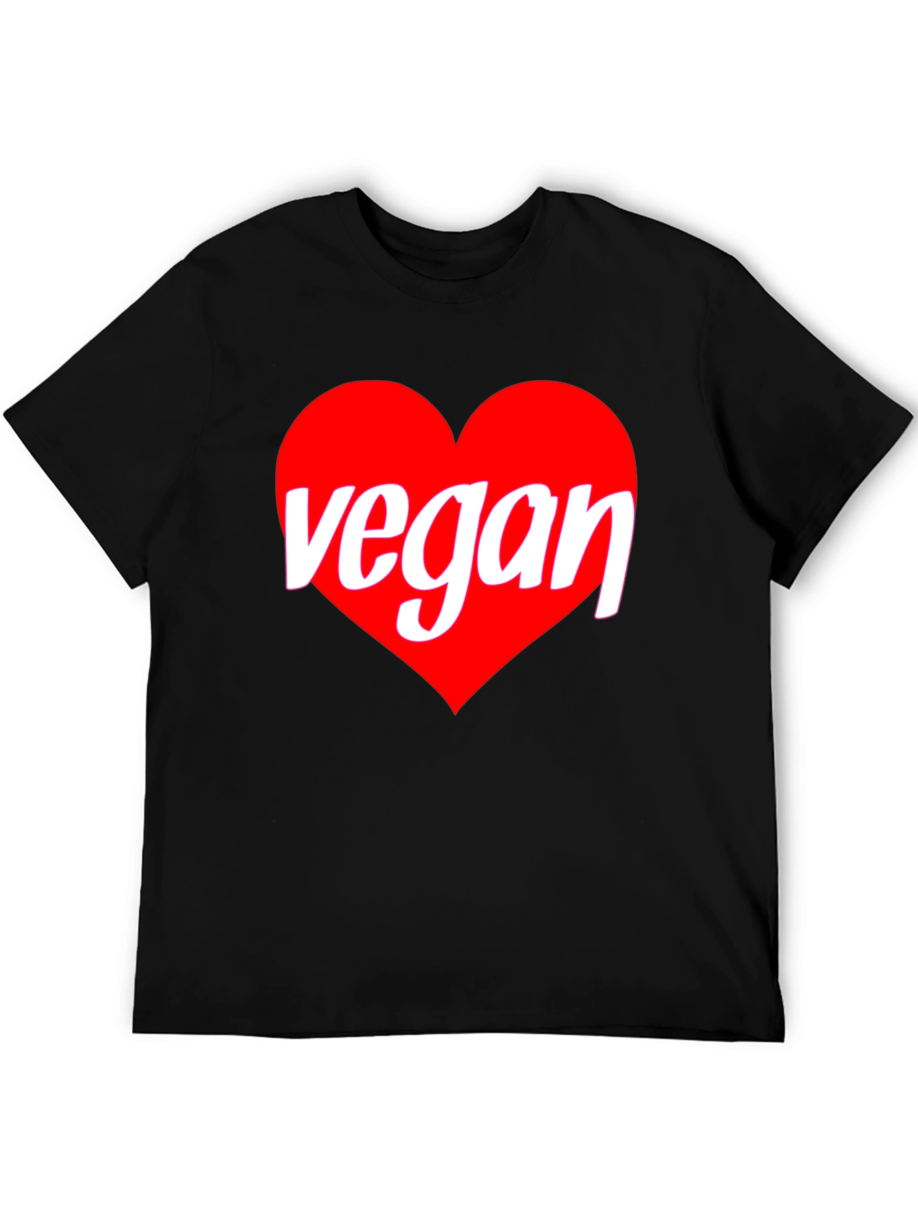 Black Vegan Heart Graphic T-Shirt - Black Crew Neck Tee view 5