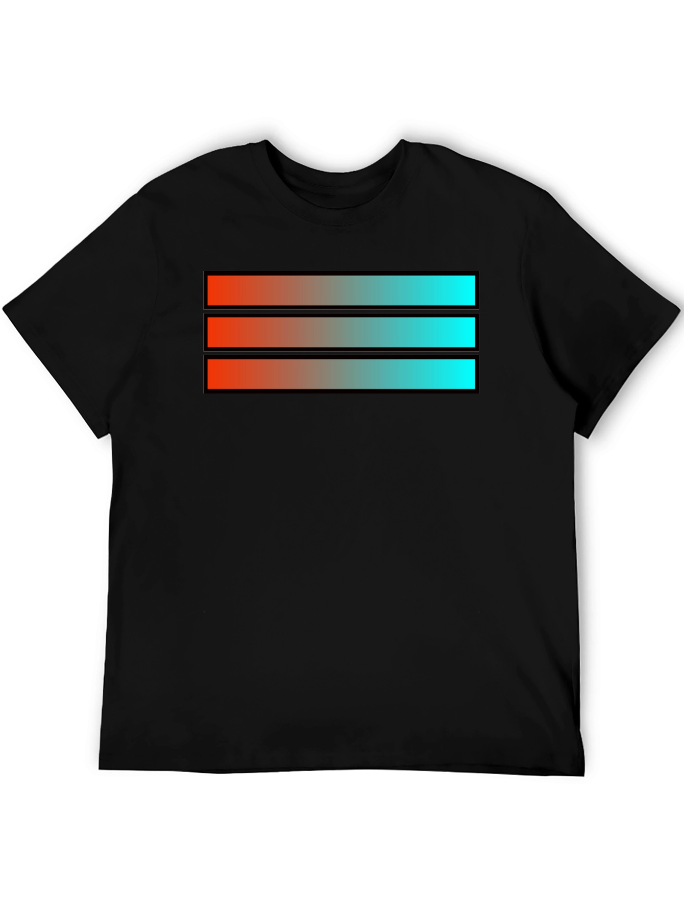 Black Gradient Stripe Graphic Tee - Modern Style view 5