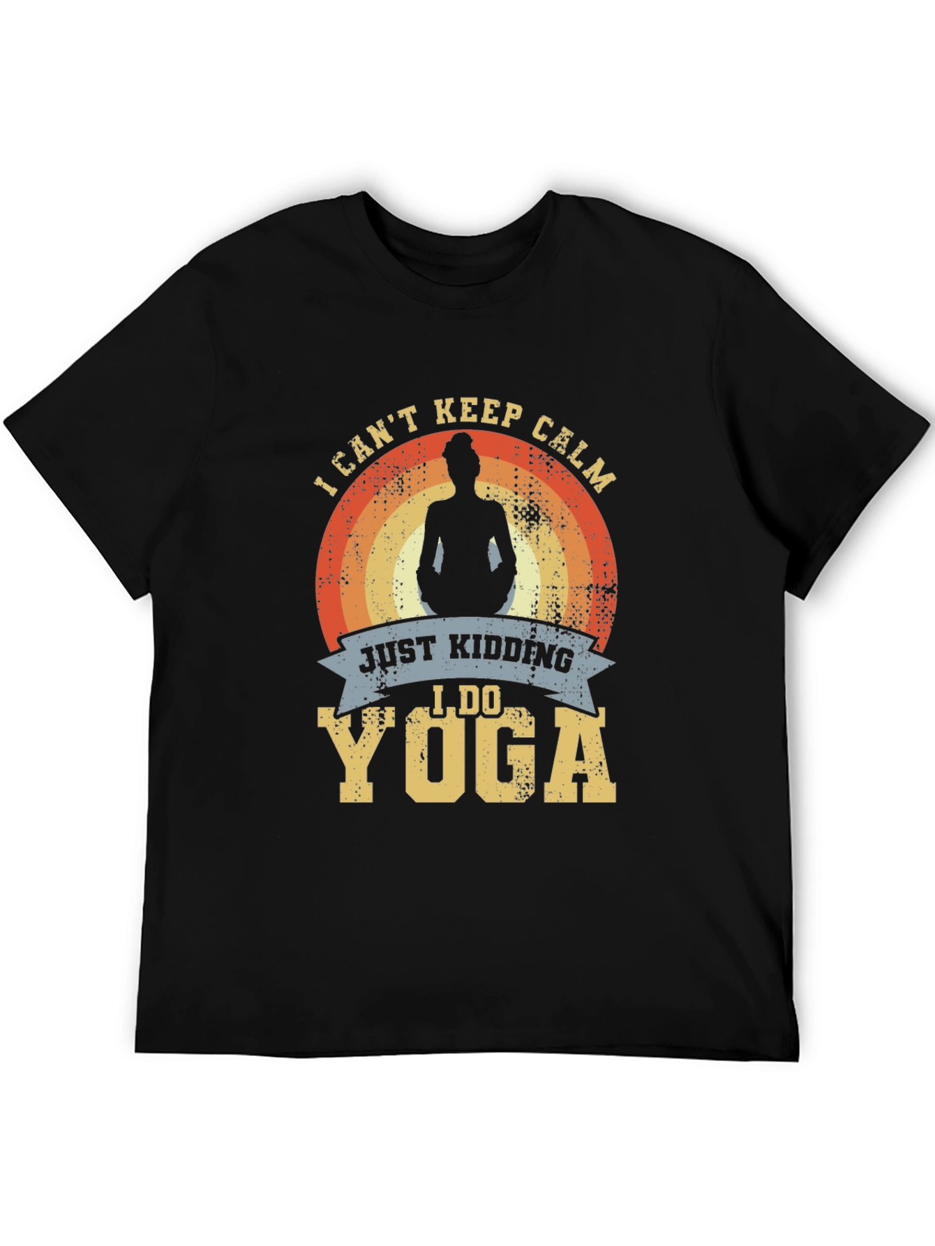 Black Funny Yoga T-Shirt - I Can't Keep Calm view 5