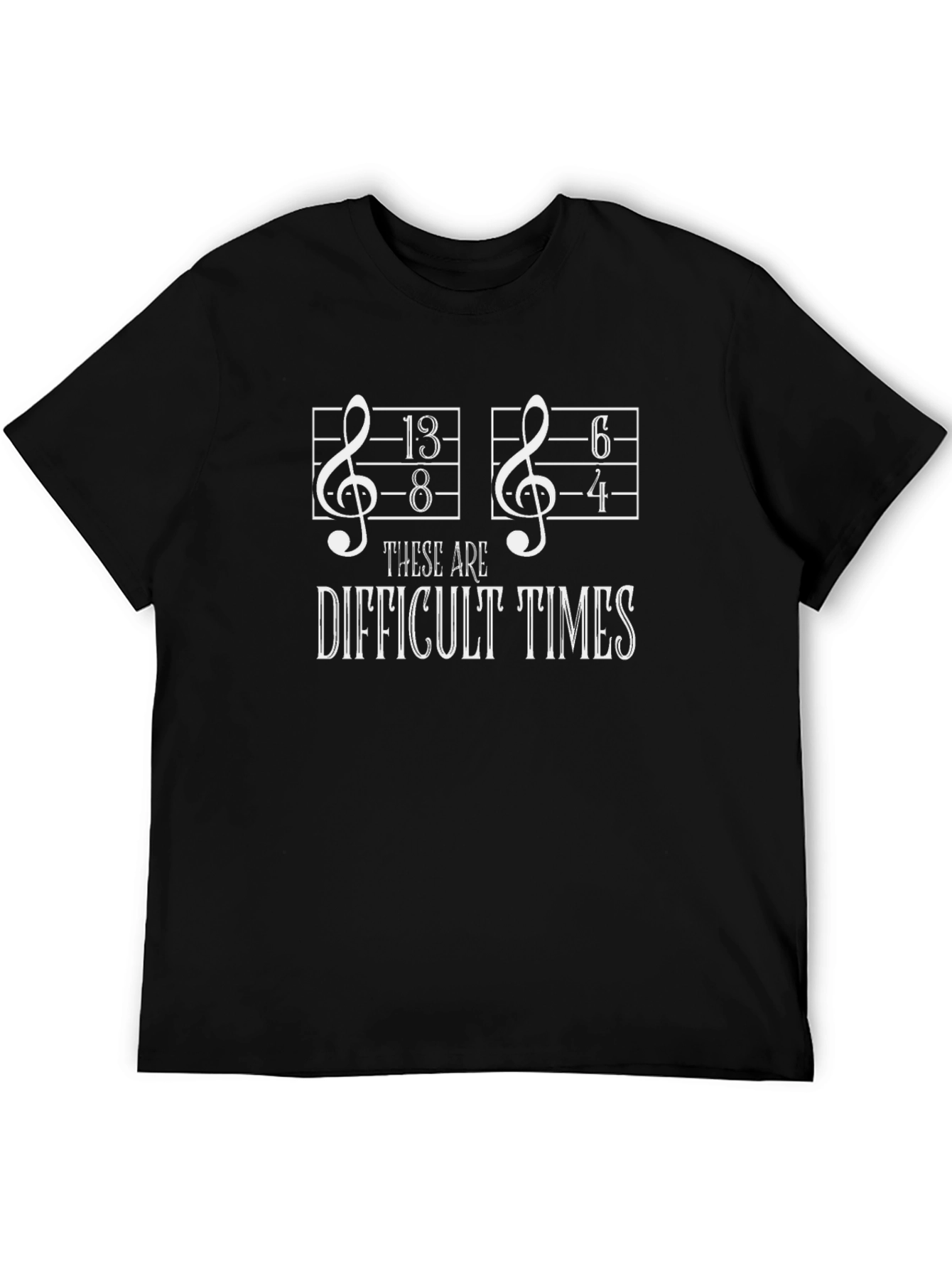 Black Difficult Times Music Pun T-Shirt view 5