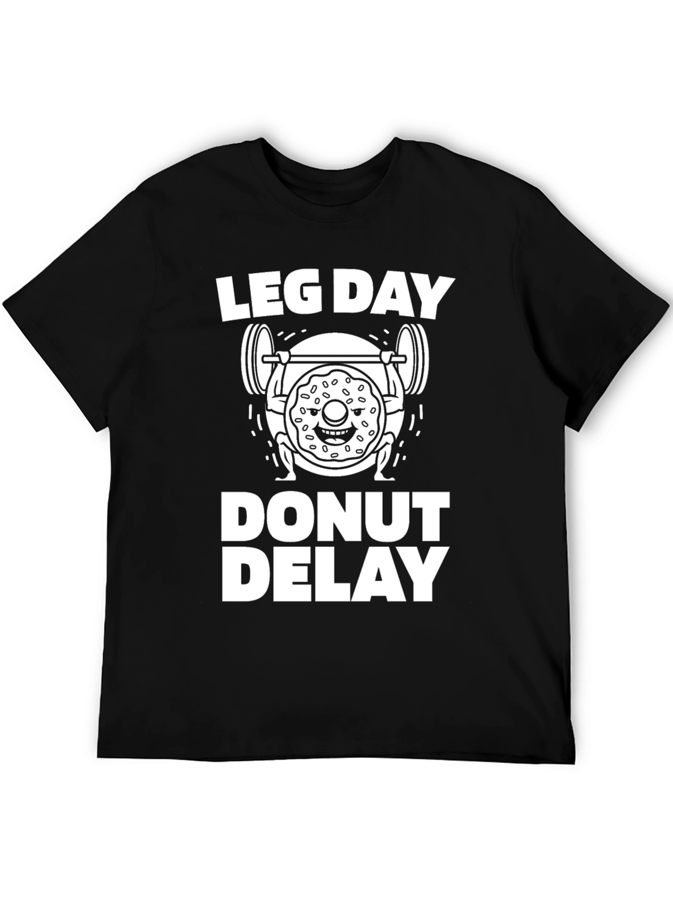 Black Leg Day Donut Delay Funny Workout T-Shirt view 5