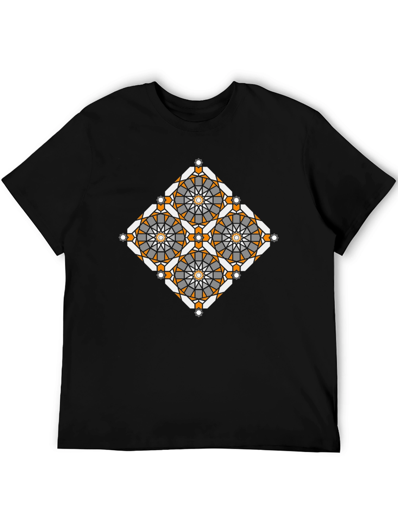 Black Geometric Patterned Black T-Shirt view 5