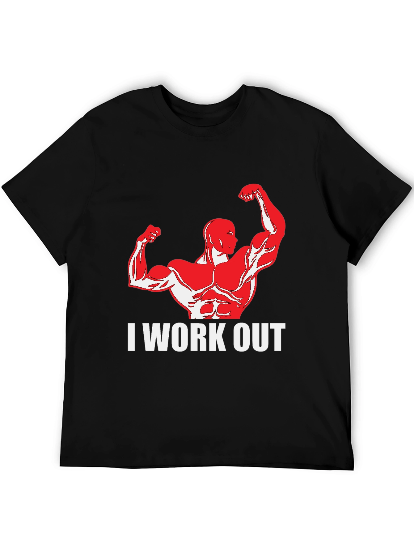 Black I Work Out Graphic Tee - Black view 5