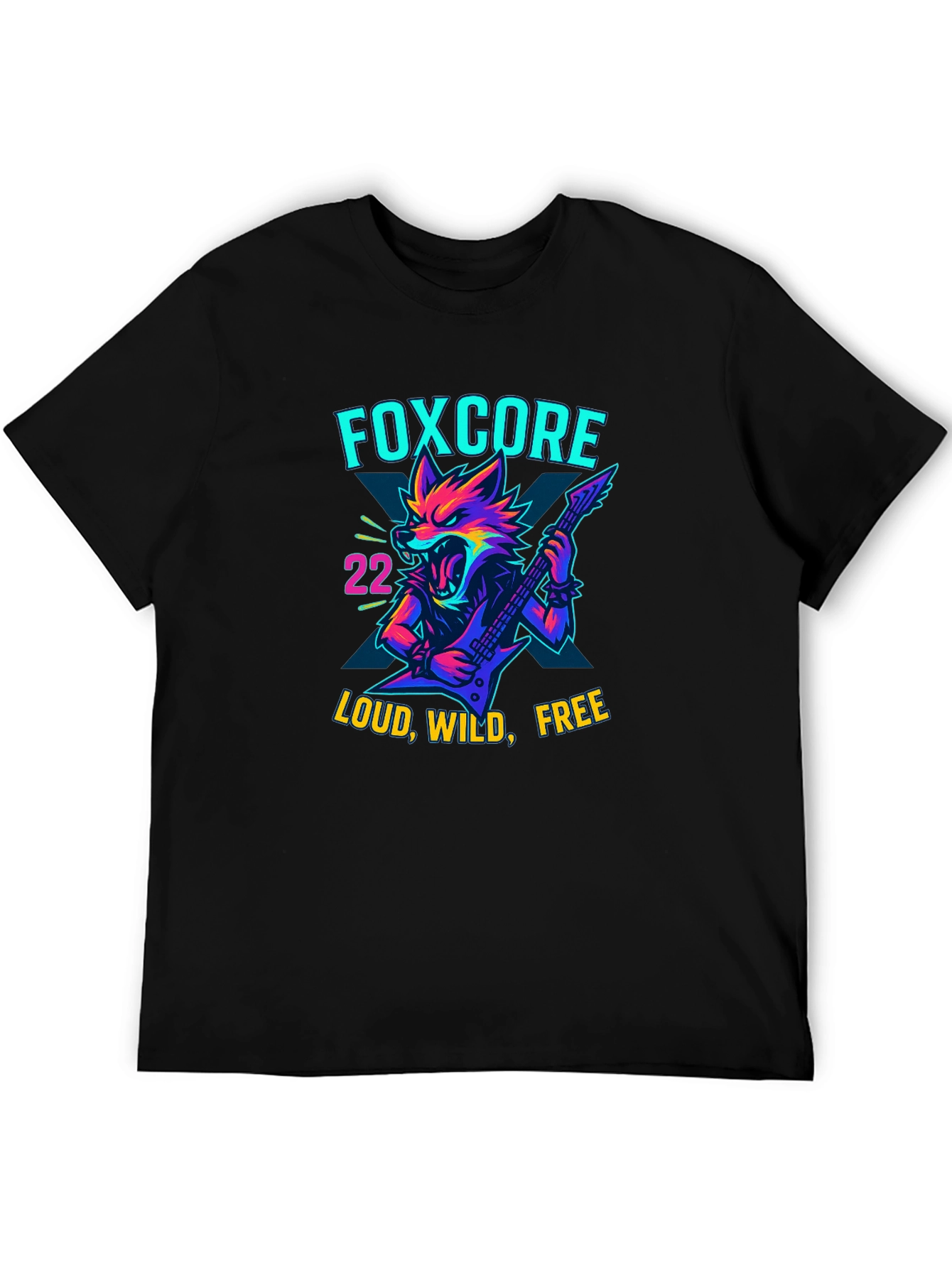 Black Foxcore Loud Wild Free Graphic Tee view 5