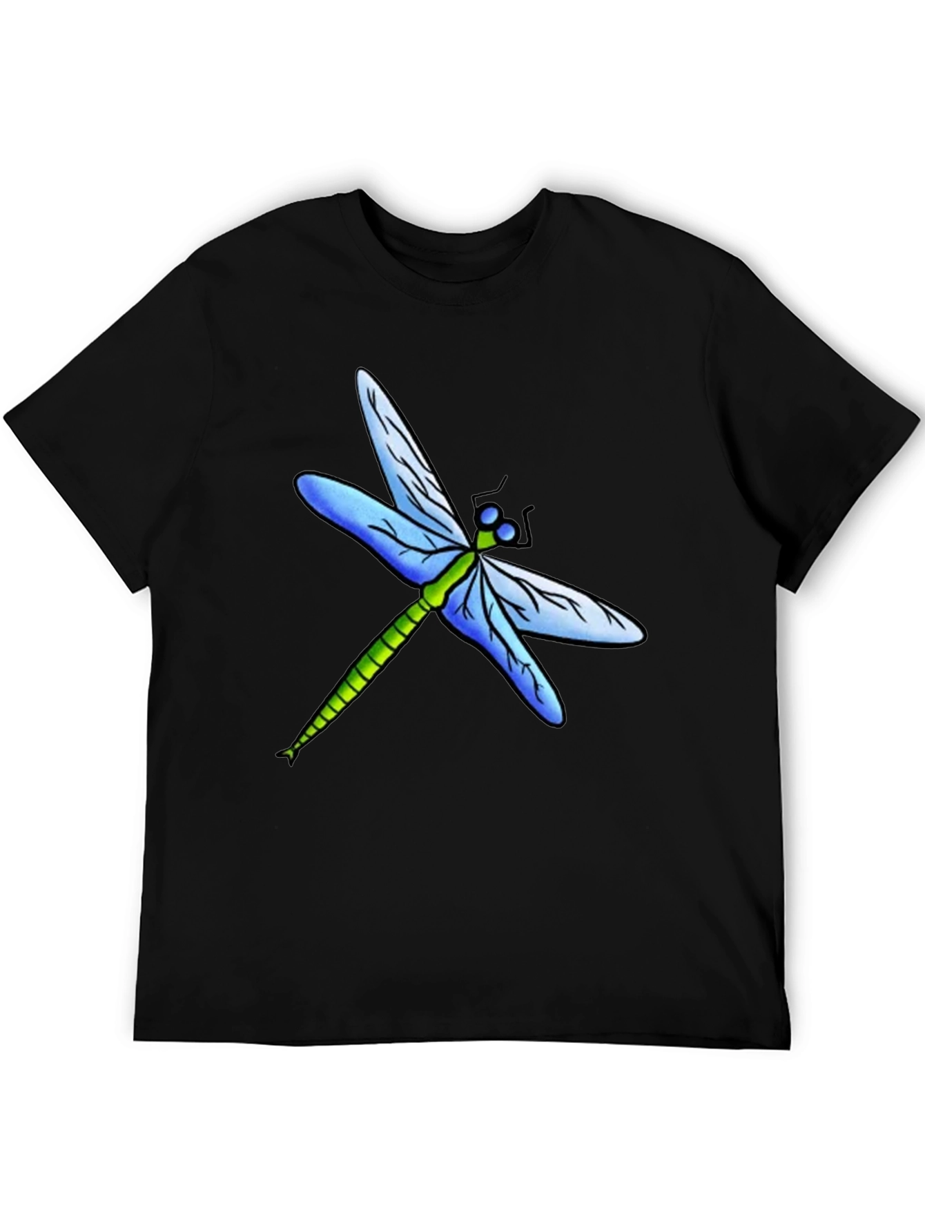 Black Dragonfly Graphic Tee - Black Cotton T-Shirt view 5