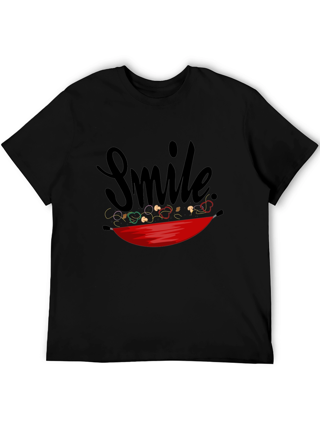 Black Smile Stir-Fry T-Shirt - Whimsical Graphic Tee view 5