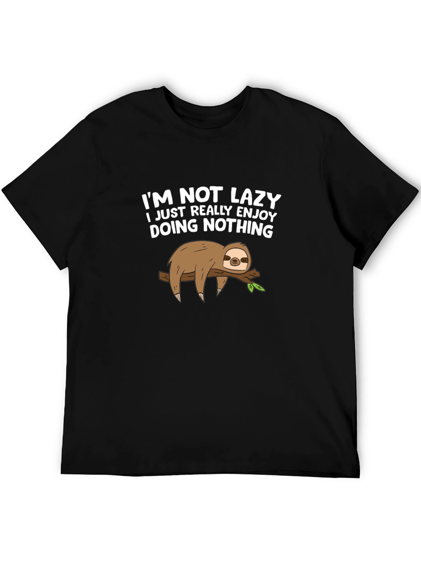 Black Funny Sloth 'Not Lazy' Graphic Tee view 5