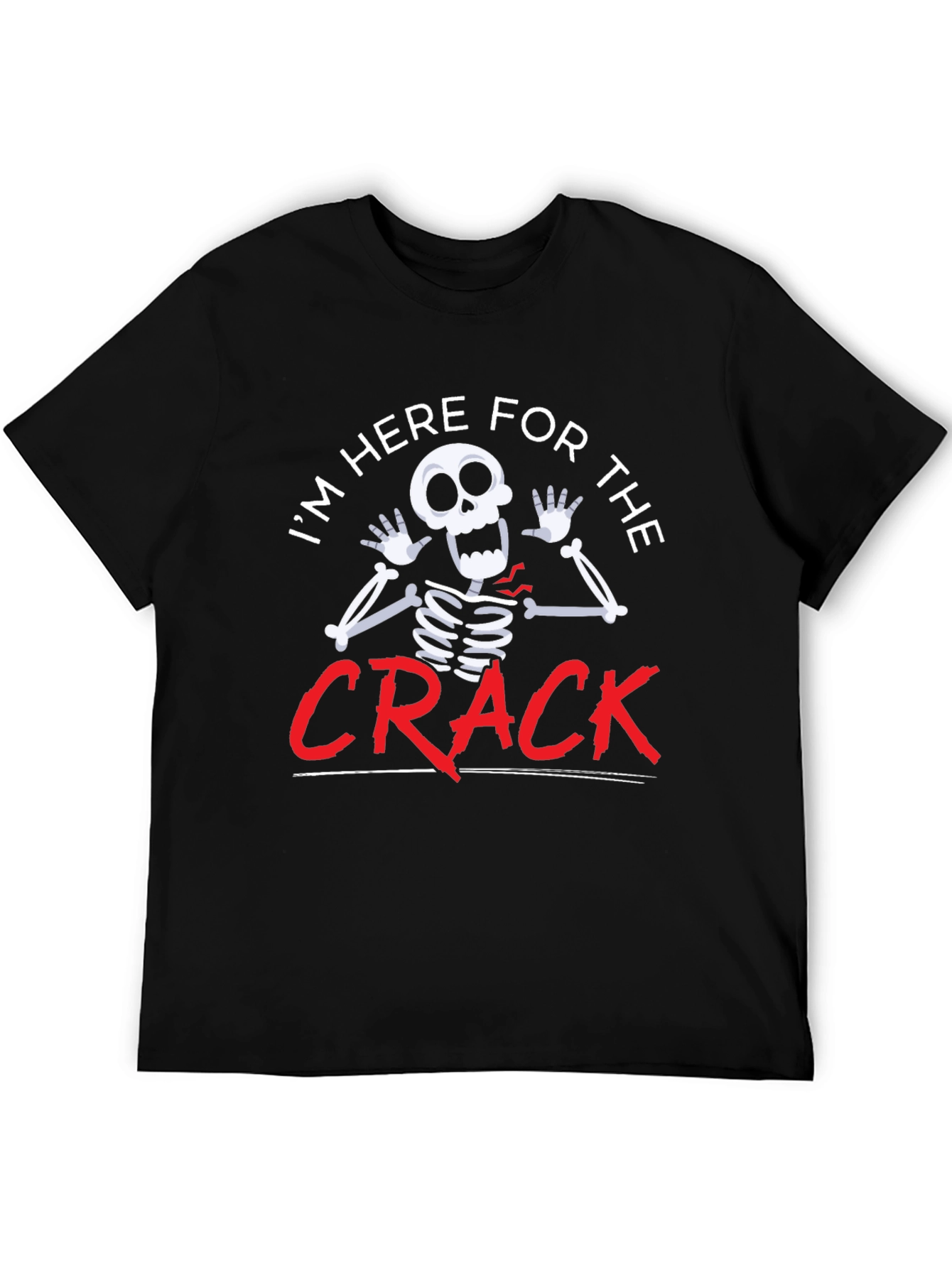 Black Crack Skeleton Graphic Tee Funny Halloween T-Shirt view 5