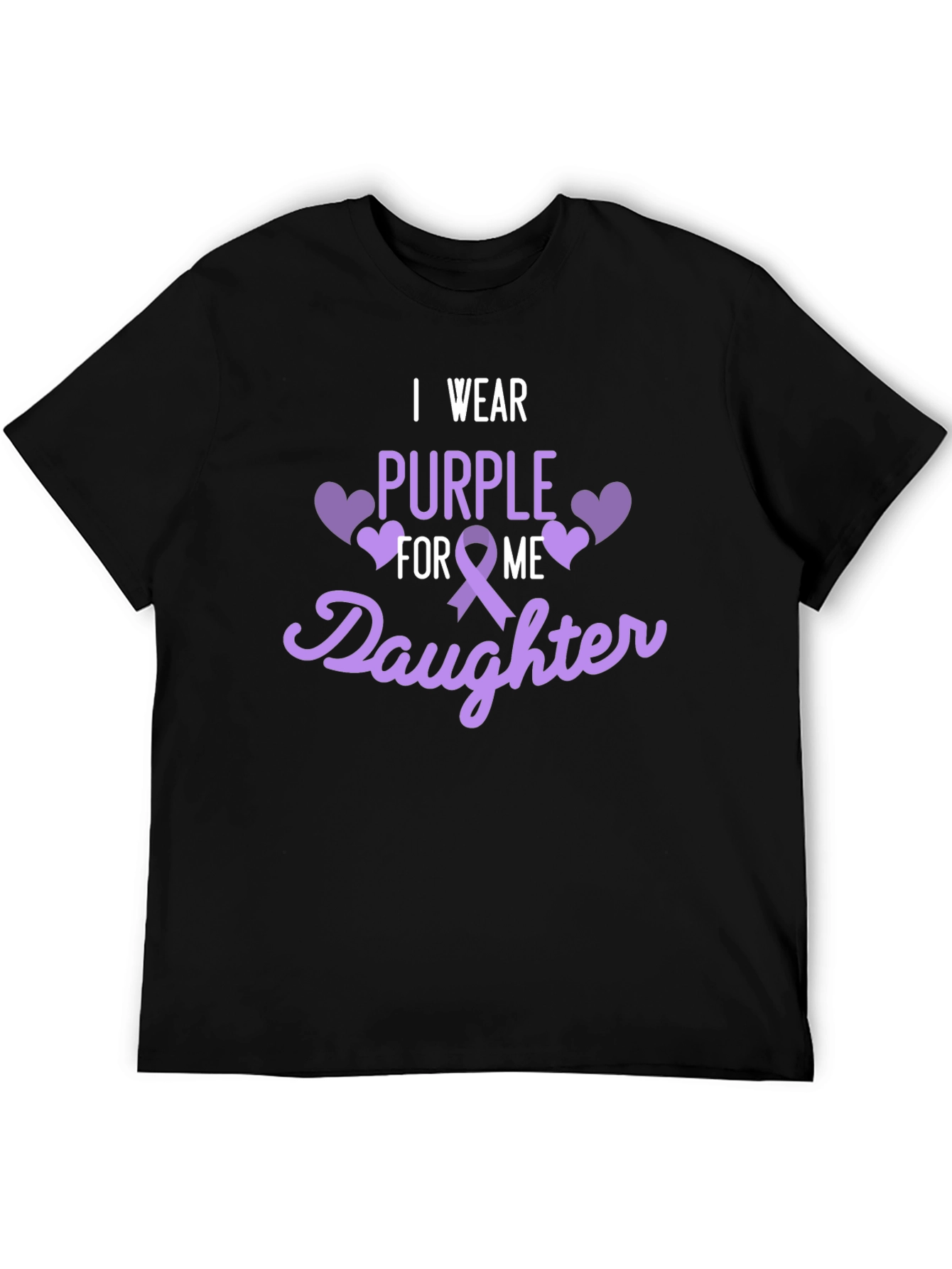 Black Purple Ribbon Daughter Support T-Shirt view 5