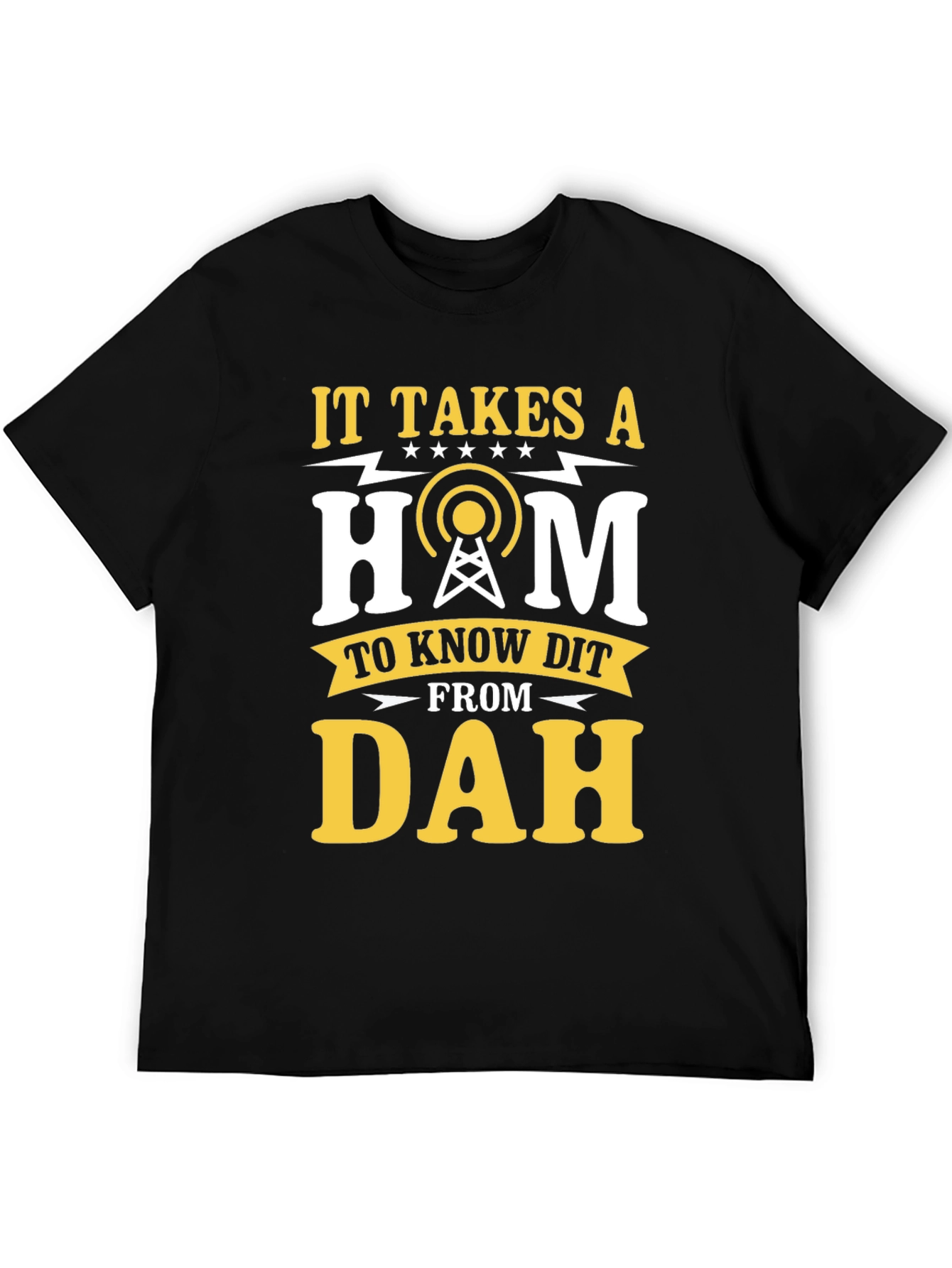 Black Ham Radio Operator T-Shirt: It Takes a Ham to Know Dit From Dah view 5