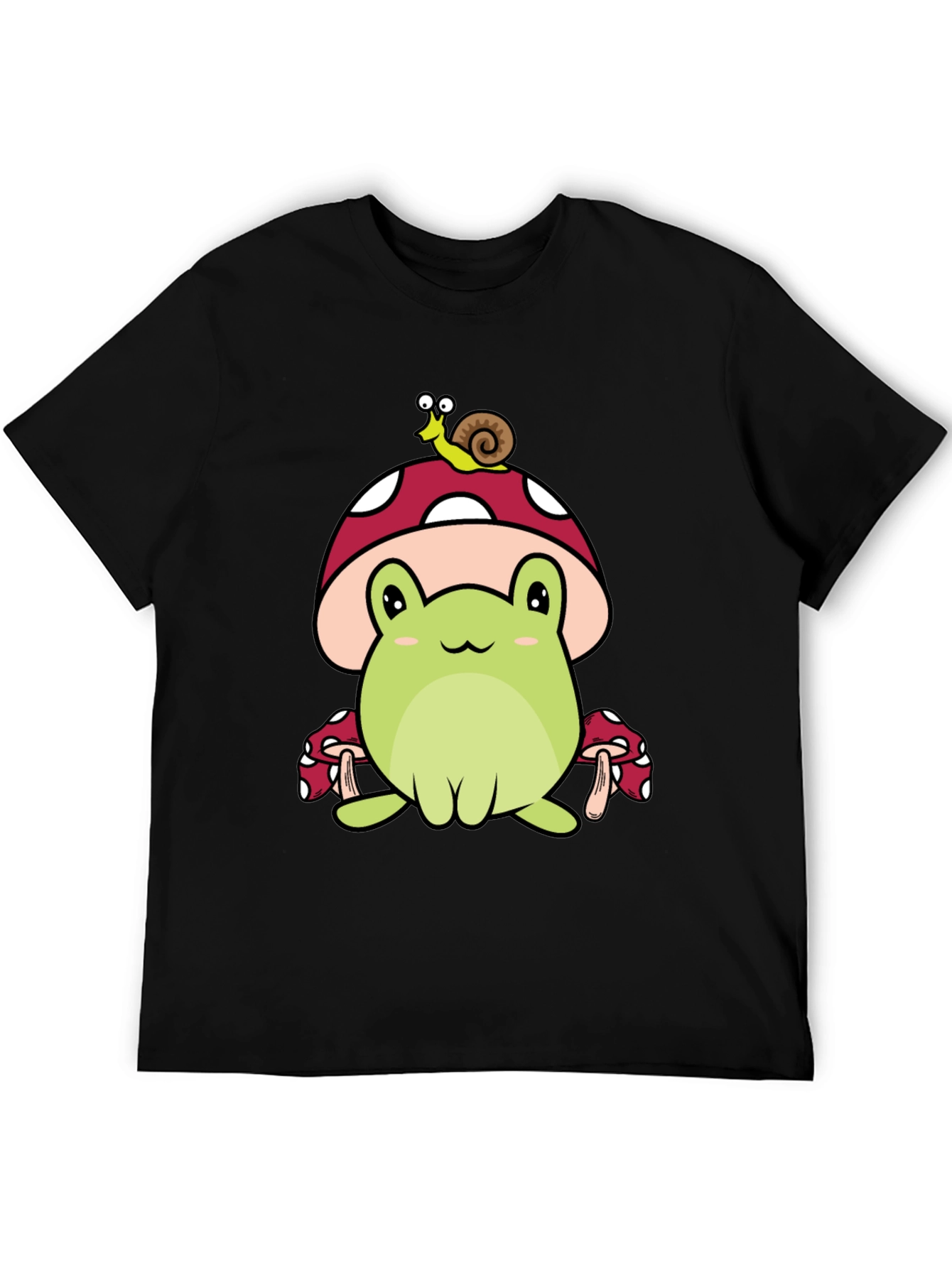Black Frog & Snail Mushroom T-Shirt - Cute Cartoon Tee view 5
