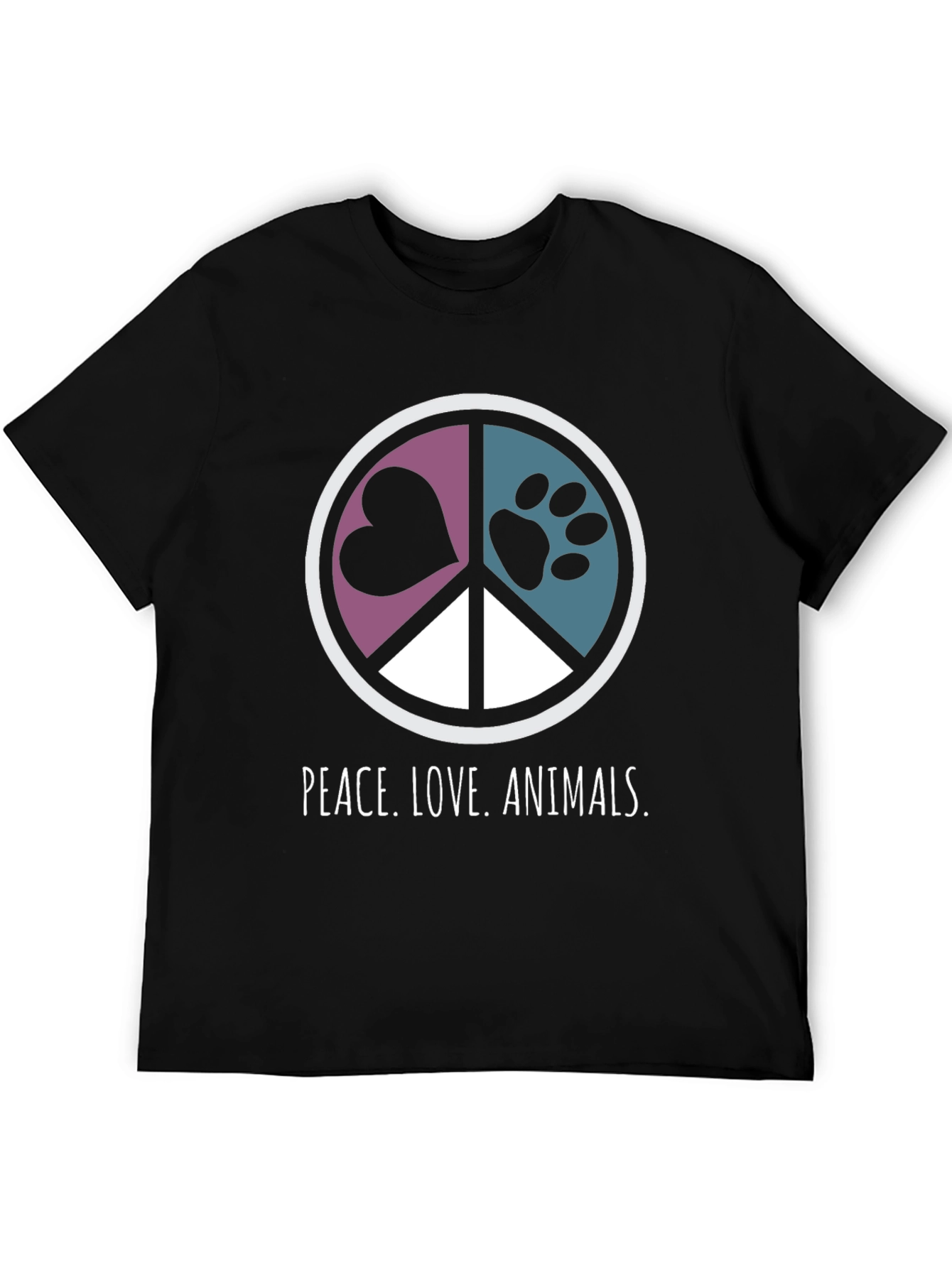 Black Peace Love Animals Graphic T-Shirt view 5