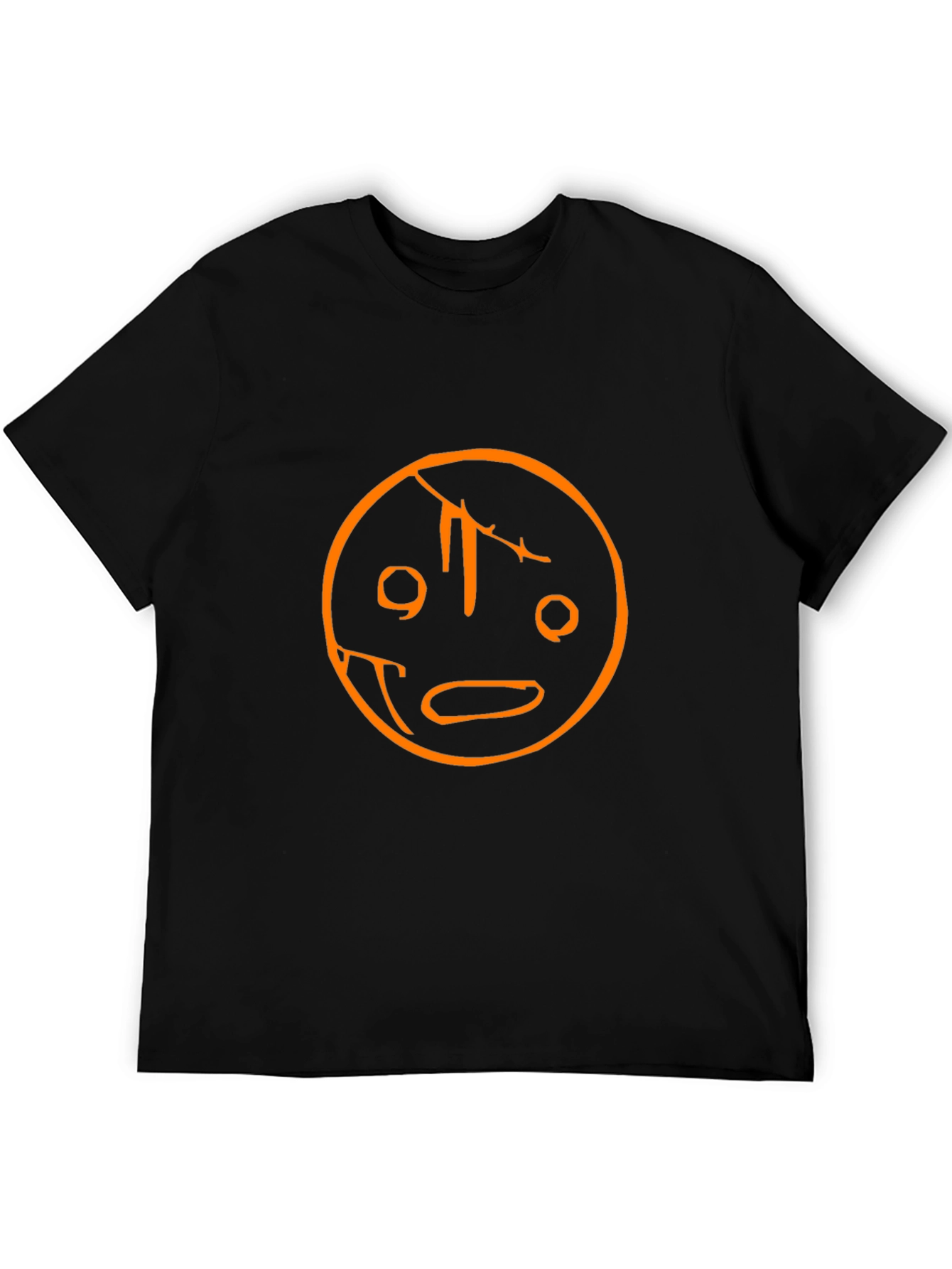Black Unique Graphic Tee - Cracked Smiley Face view 5