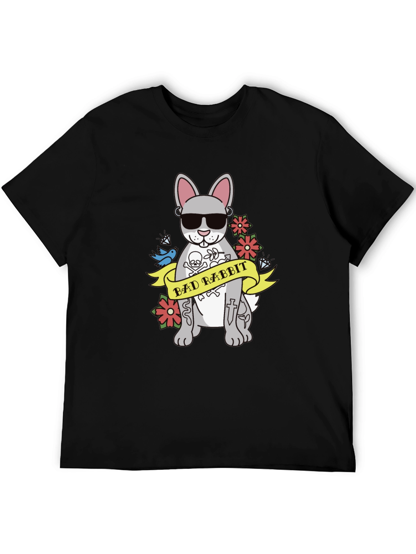 Black Bad Rabbit Graphic Tee - Men's Black T-Shirt view 5