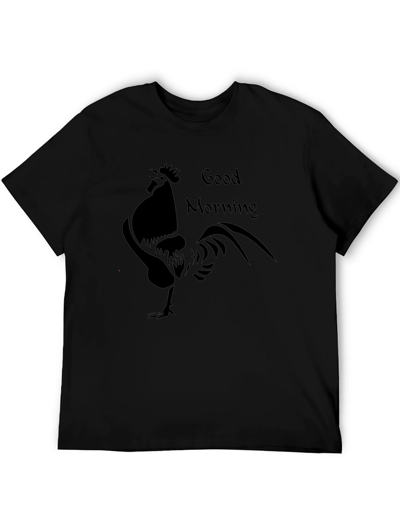 Black Good Morning Rooster Graphic Tee - Black view 5