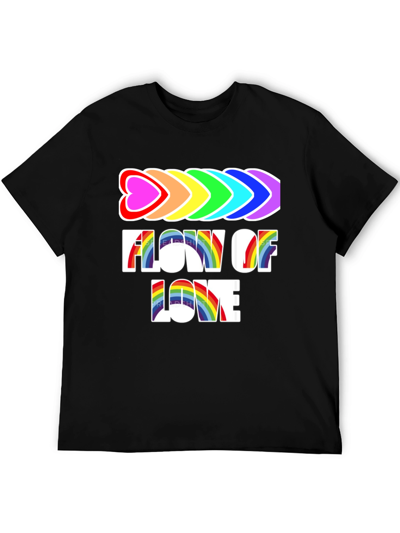 Black Flow of Love Rainbow Pride T-Shirt view 5