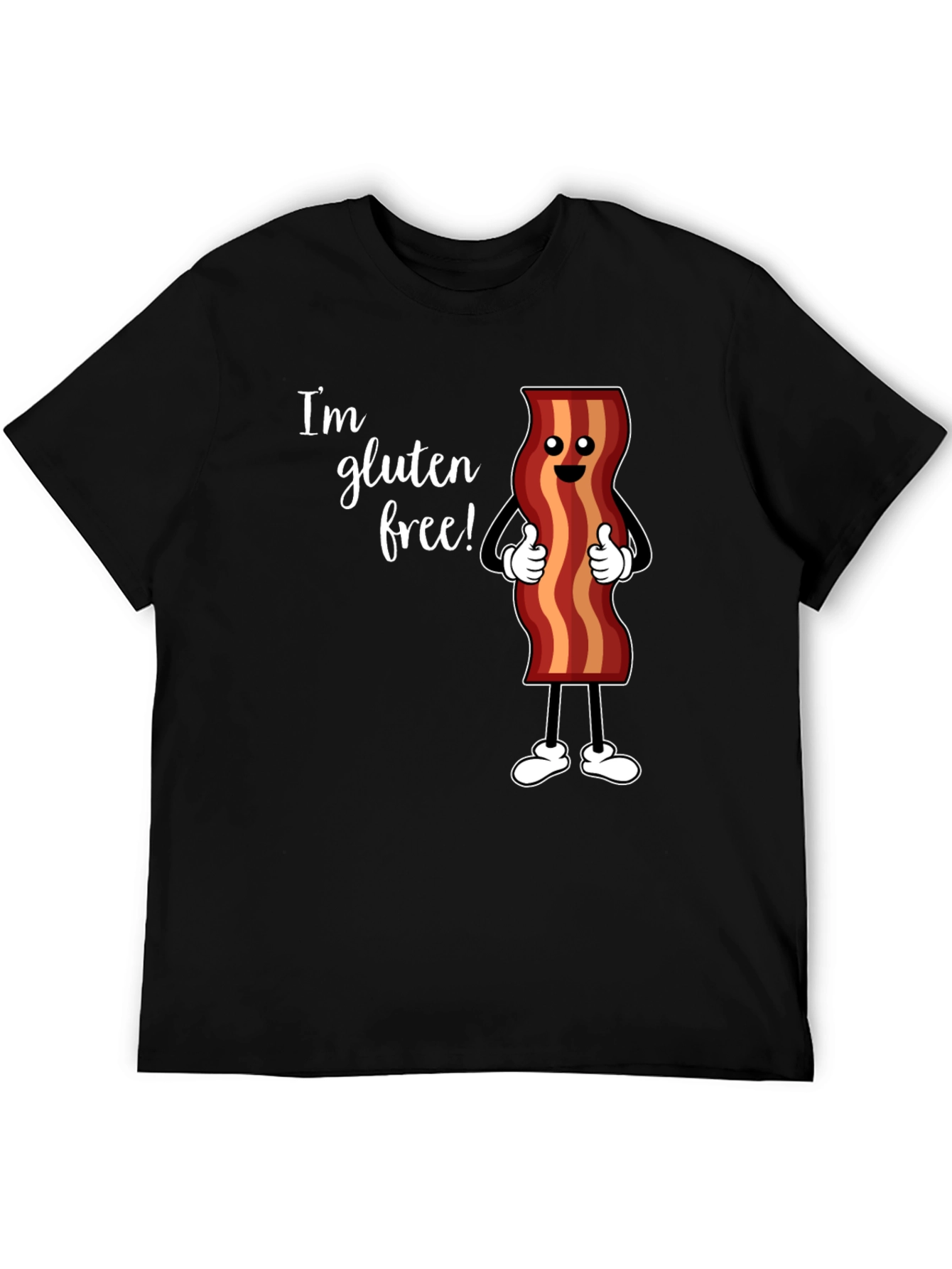 Black Gluten Free Bacon T-Shirt Funny Foodie Tee view 5