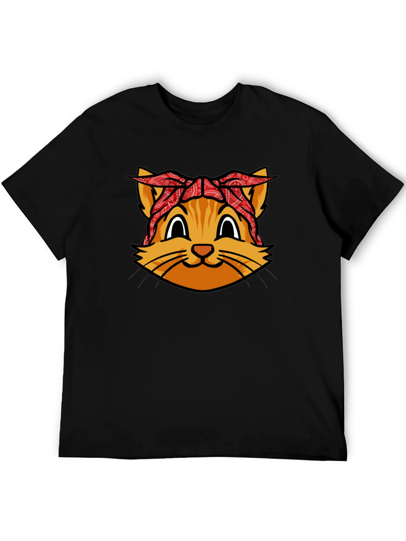 Black Bandana Cat Graphic Tee - Cool Black Shirt view 5