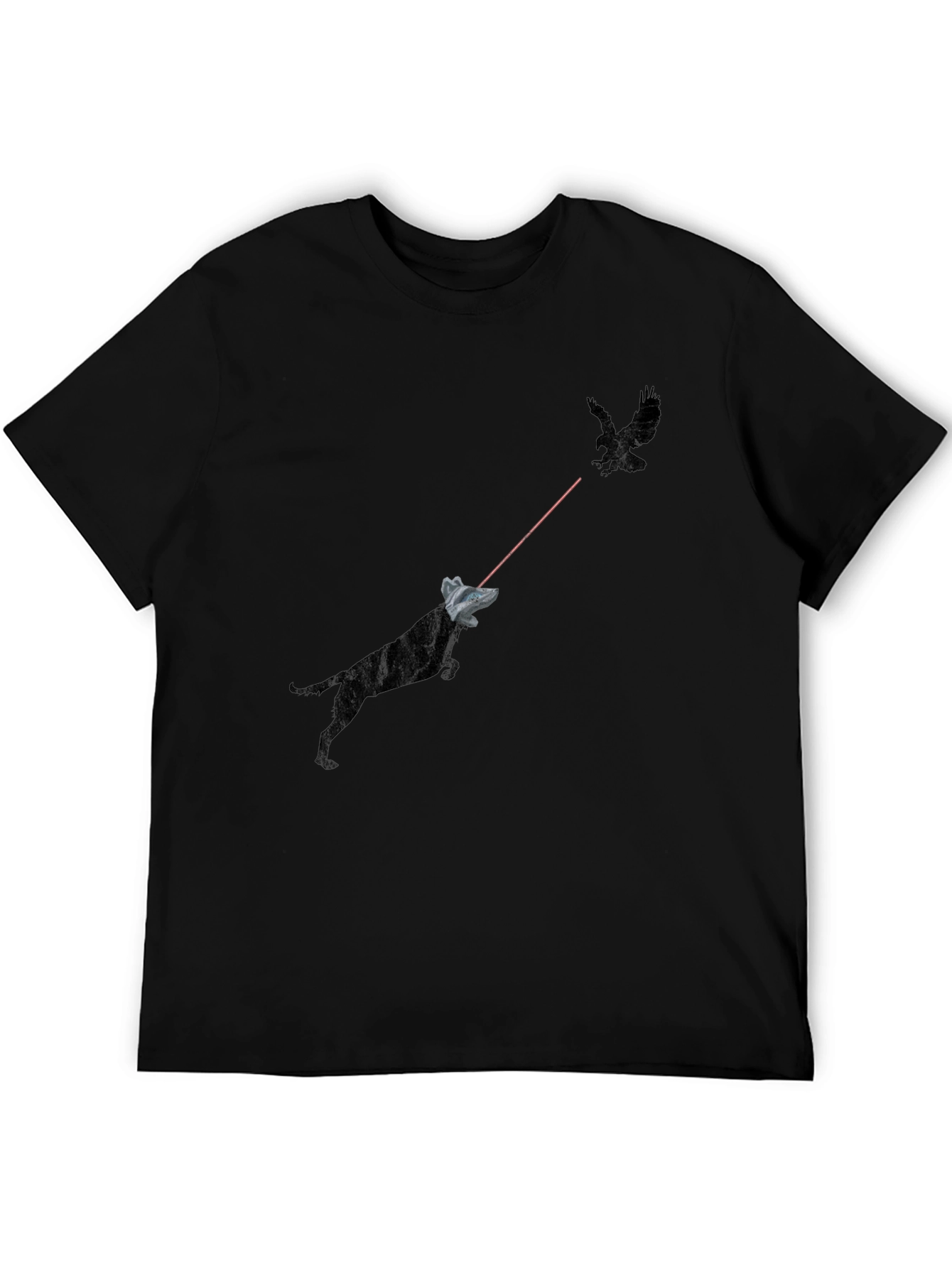 Black Laser Dog vs Bird Graphic Tee - Black T-Shirt view 5