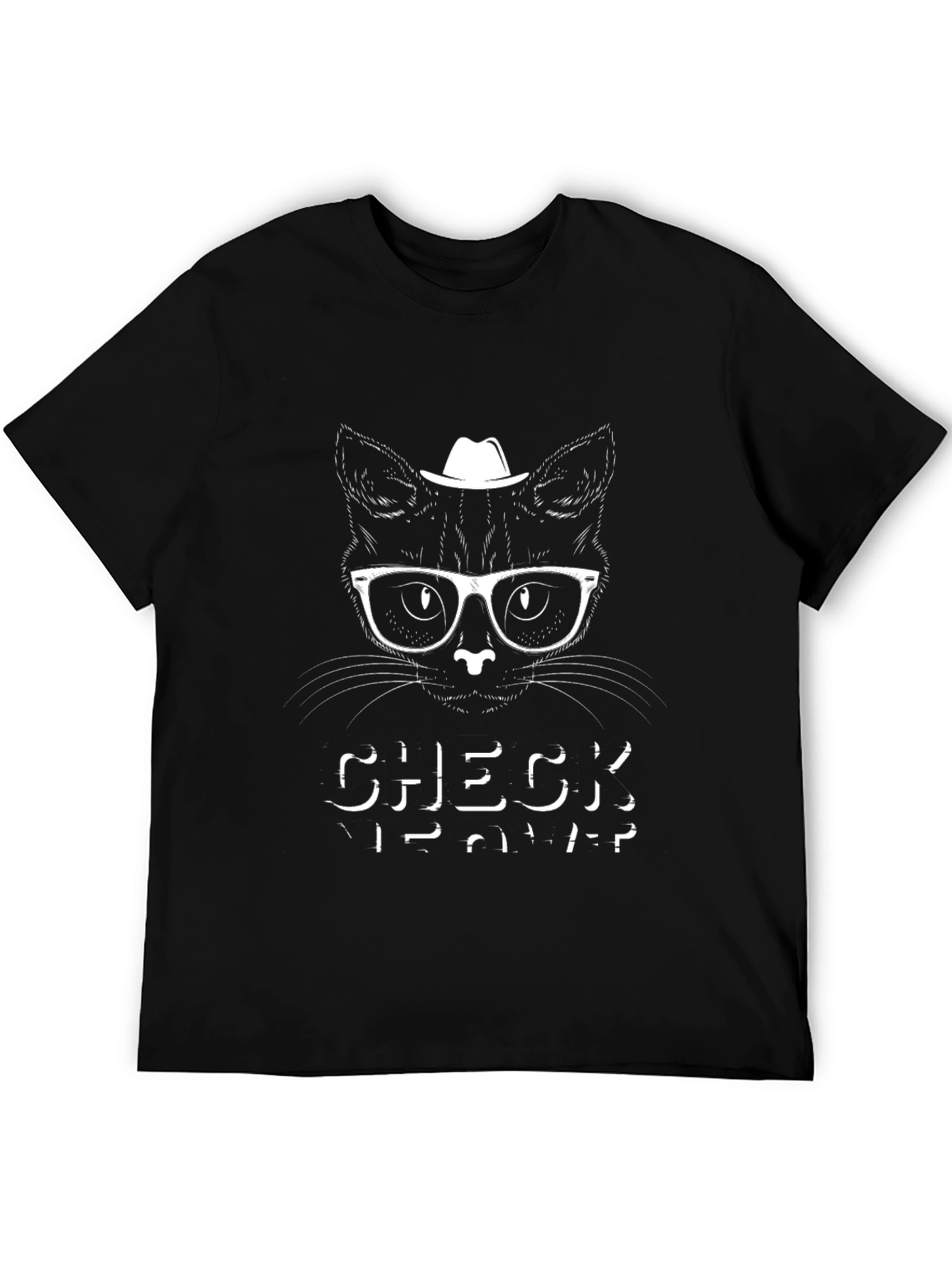 Black Cool Cat Check Me Out Black T-Shirt view 5