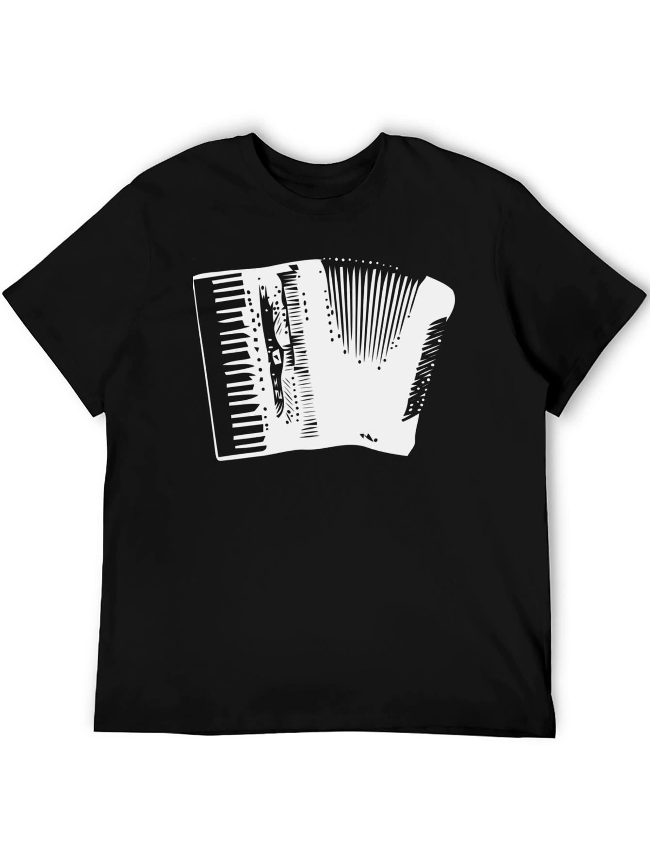 Black Accordion Graphic Tee - Black Cotton T-Shirt view 5