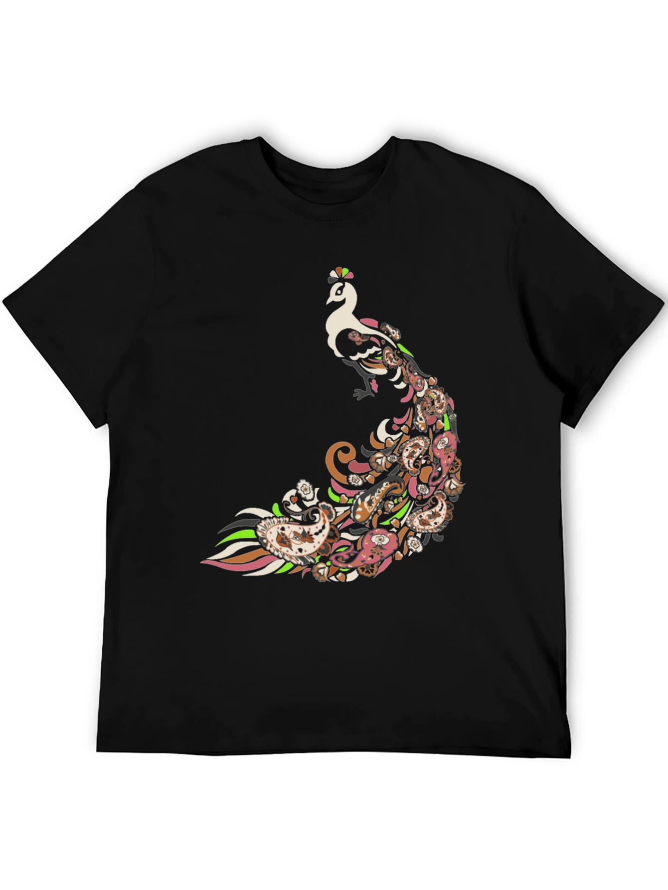Black Peacock Paisley Graphic Tee - Men's Black T-Shirt view 5