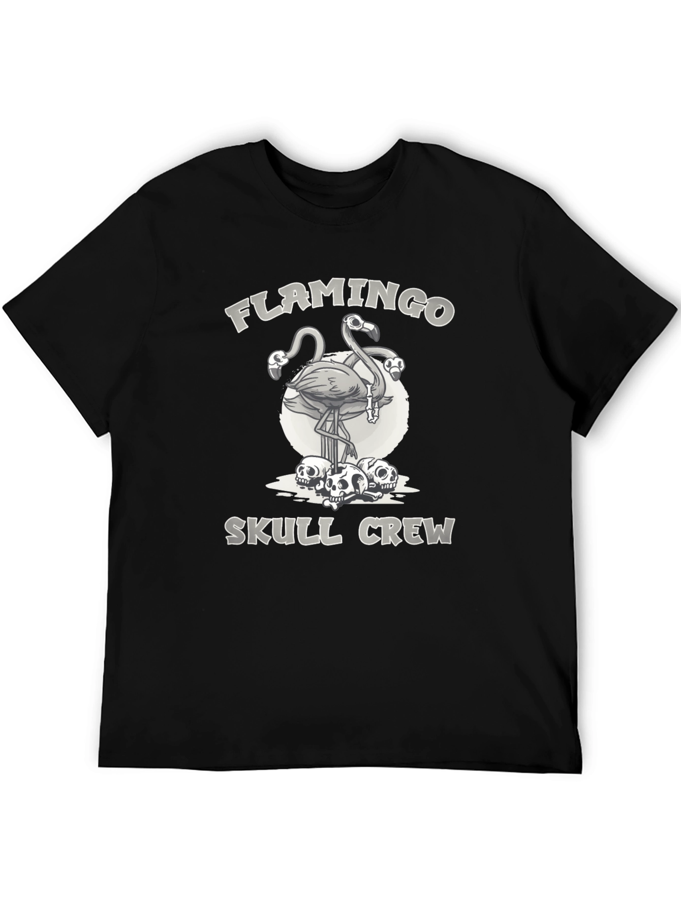 Black Flamingo Skull Crew Graphic Tee - Black view 5