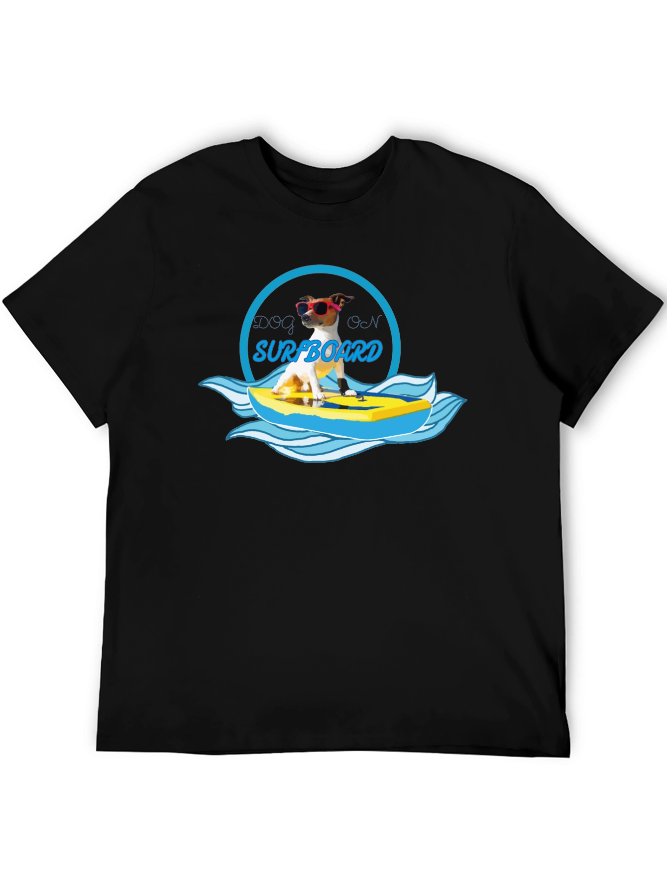 Black Dog on Surfboard Graphic T-Shirt - Black view 5