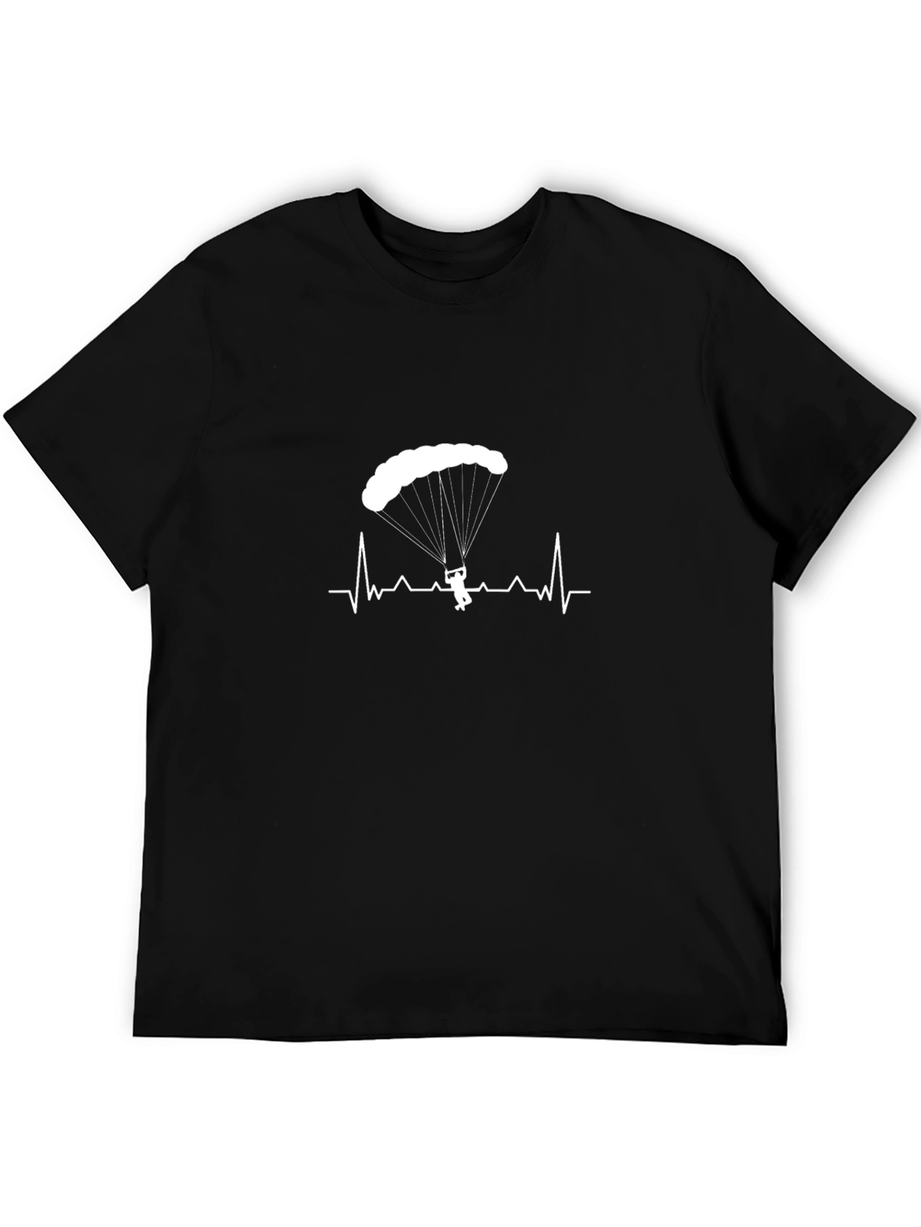 Black Parachute Heartbeat T-Shirt - Skydiving Adrenaline Tee view 5