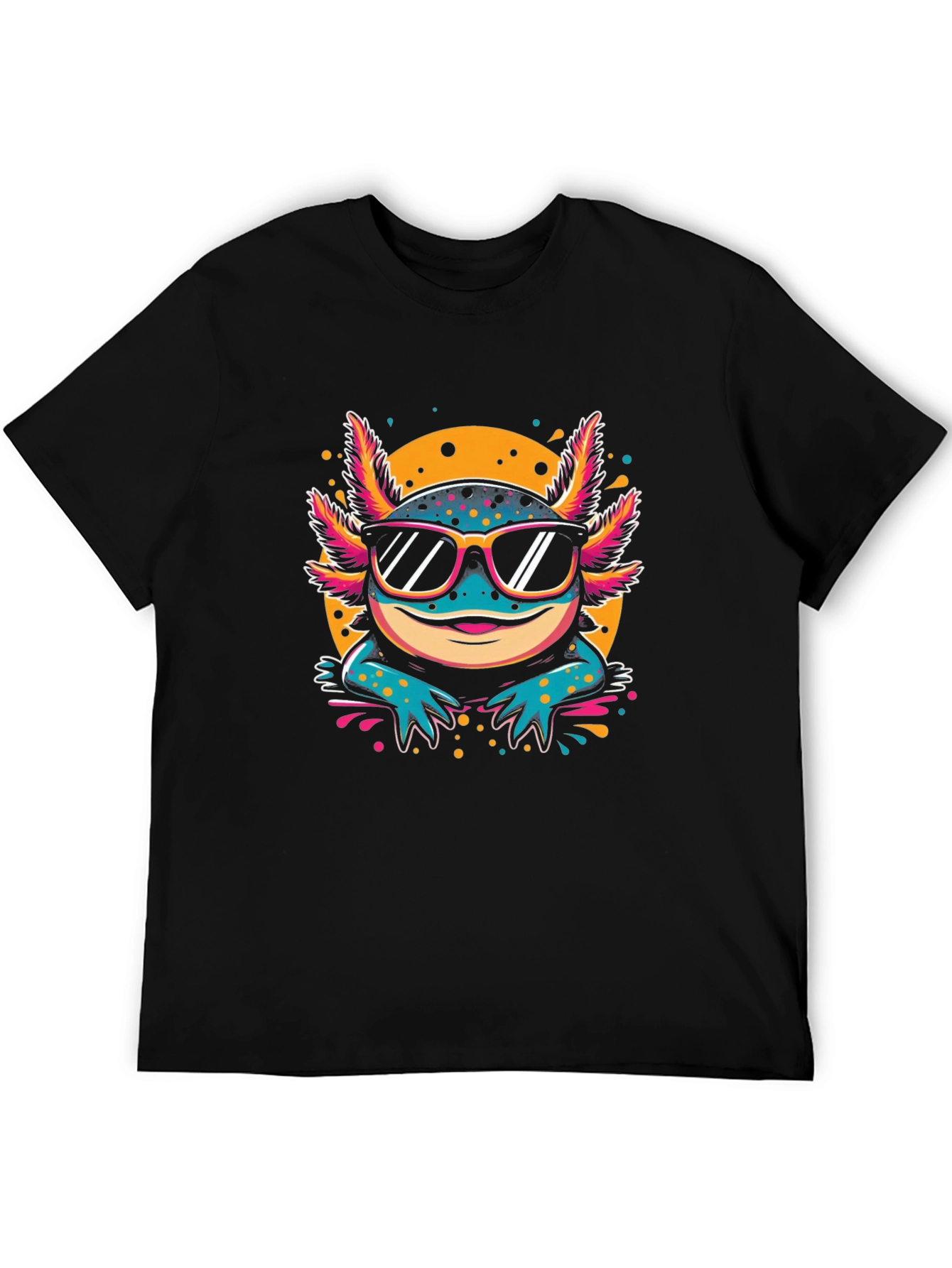 Black Cool Axolotl T-Shirt view 5