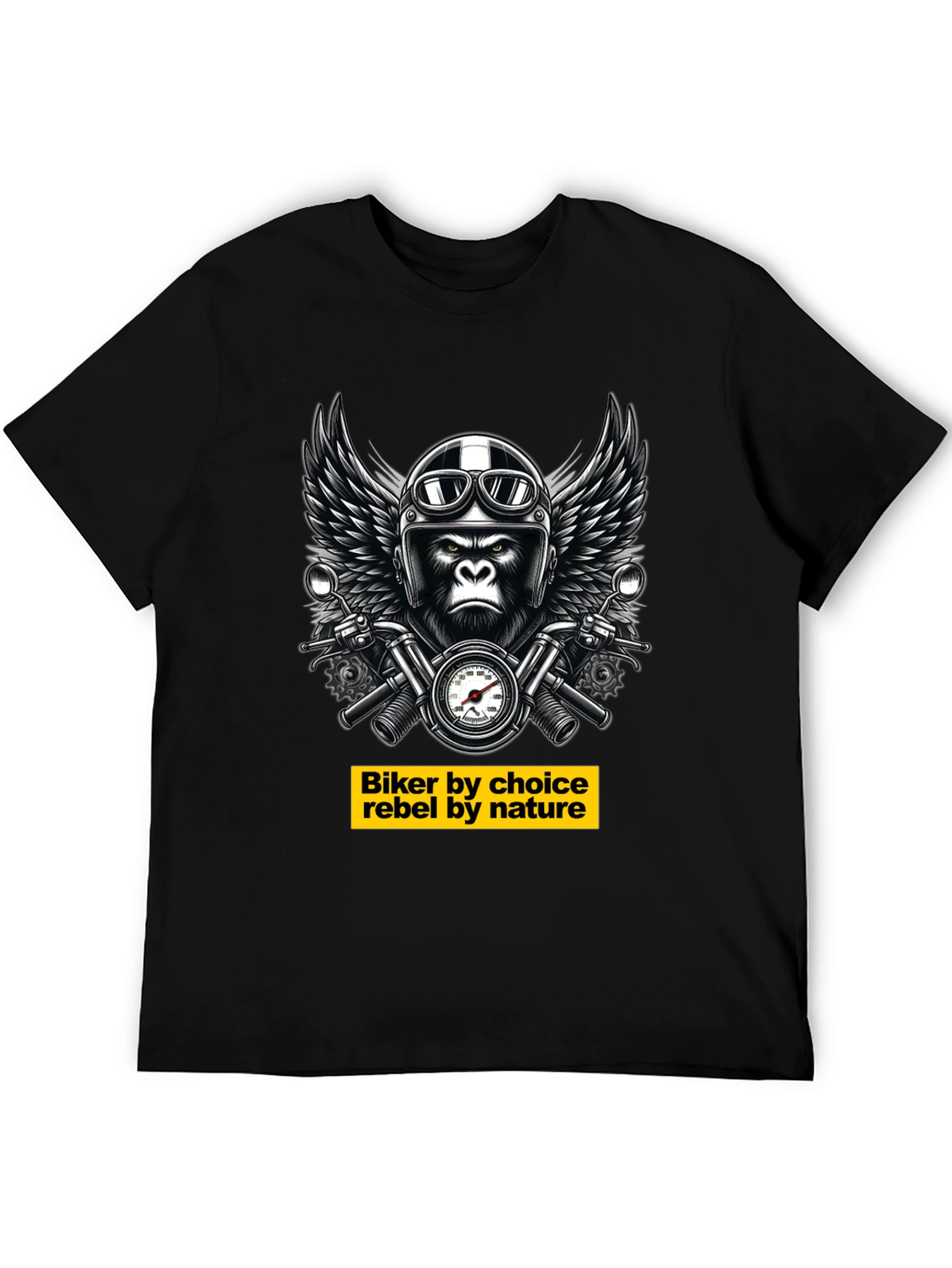 Black Biker Gorilla T-Shirt - Rebel Nature Tee view 5