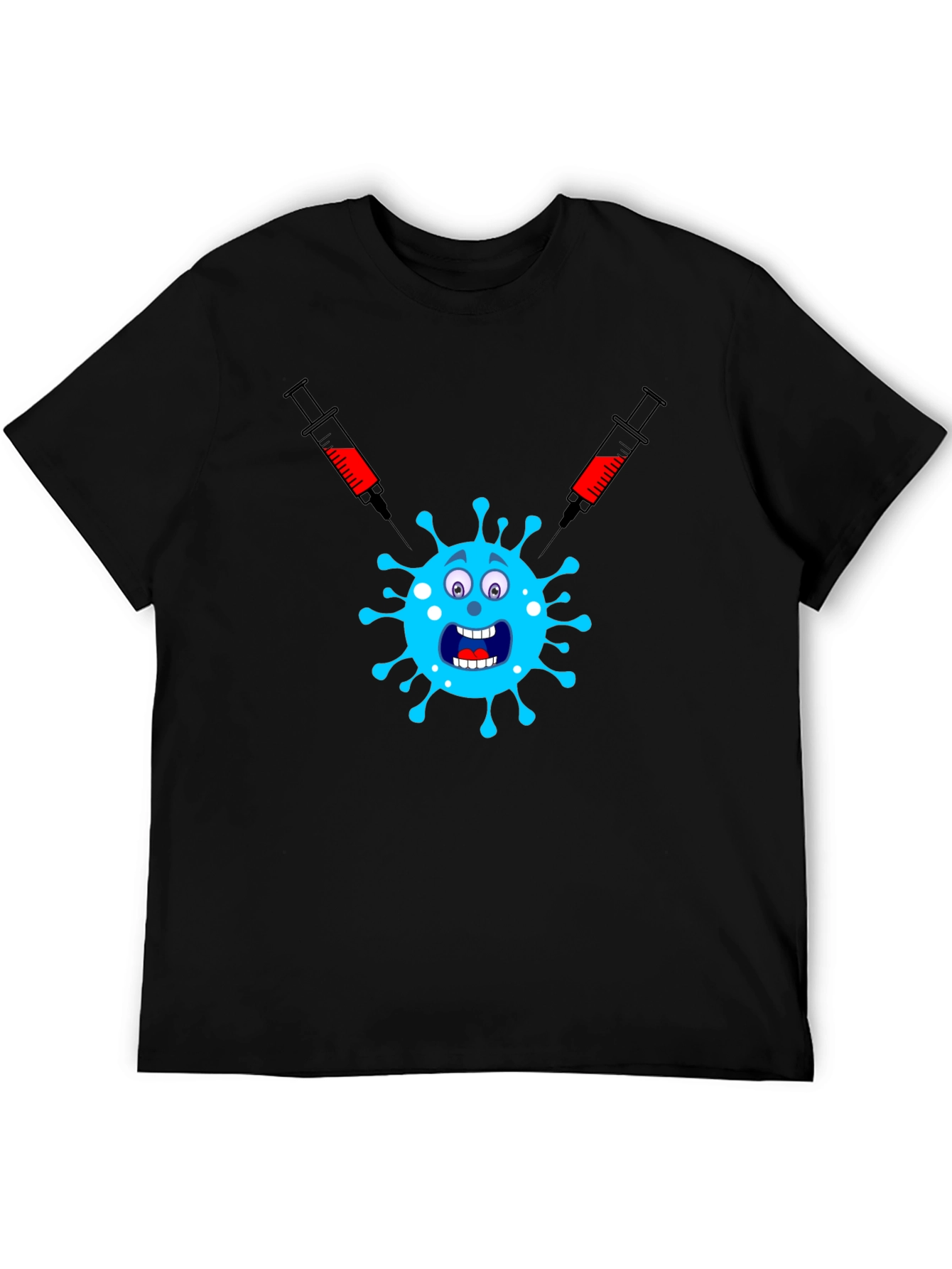 Black Vaccinated Virus Black T-Shirt view 5