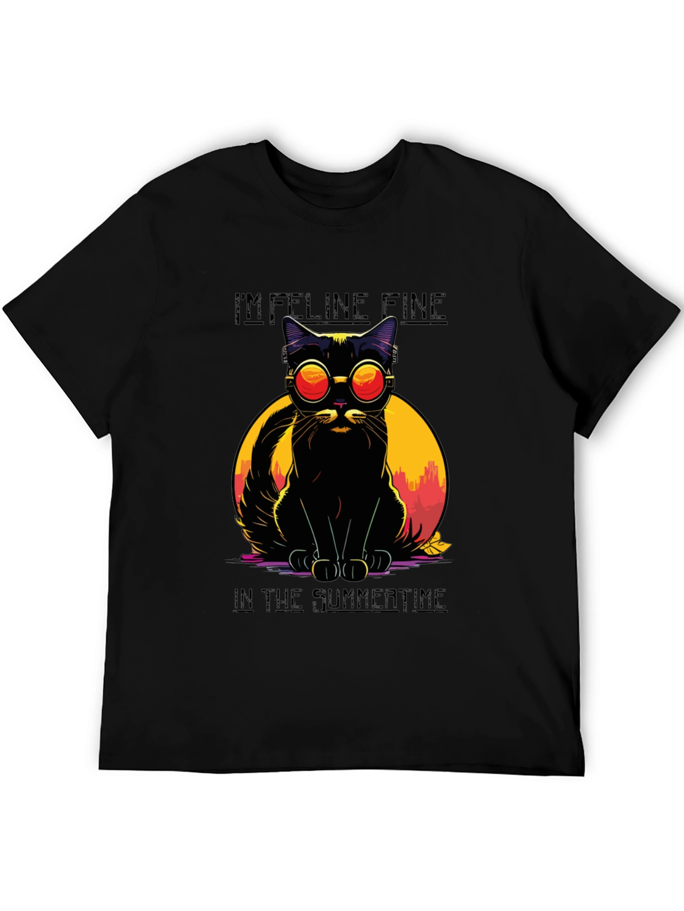 Black Feline Fine Summer Cat T-Shirt view 5