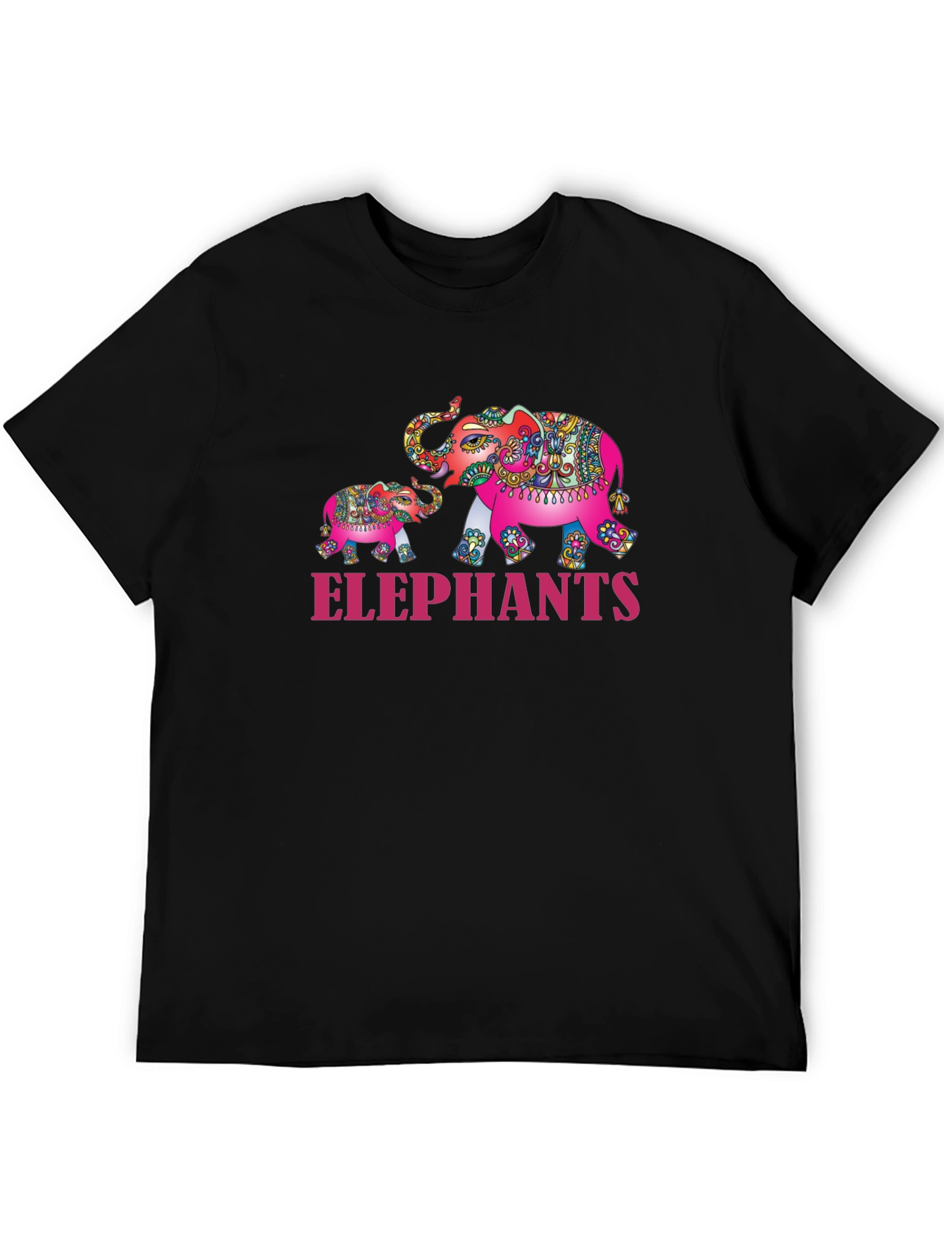 Black Elephant Family Graphic Tee - Black view 5