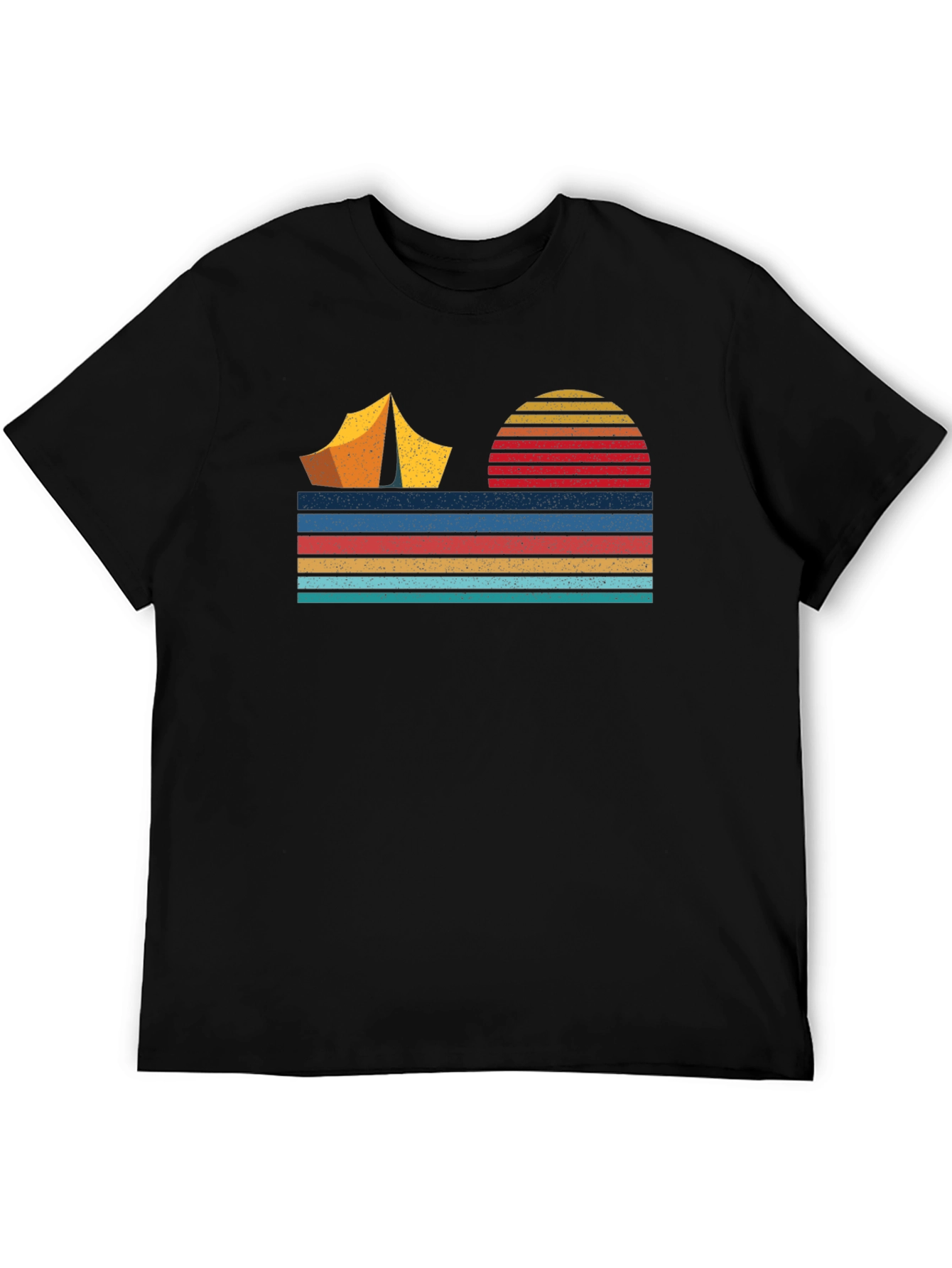 Black Retro Camping Adventure T-Shirt view 5