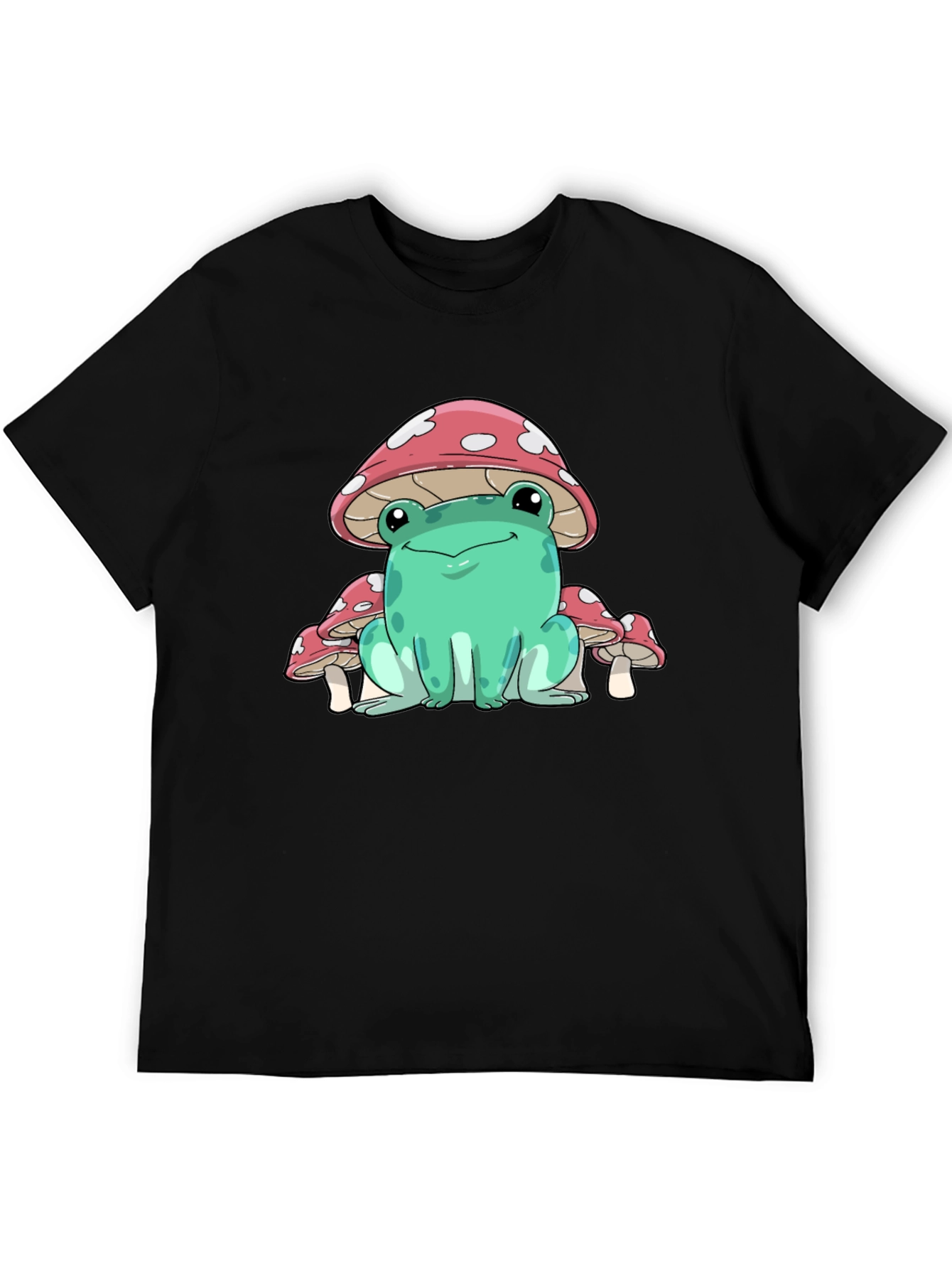 Black Frog Mushroom Graphic Tee - Whimsical Black T-Shirt view 5