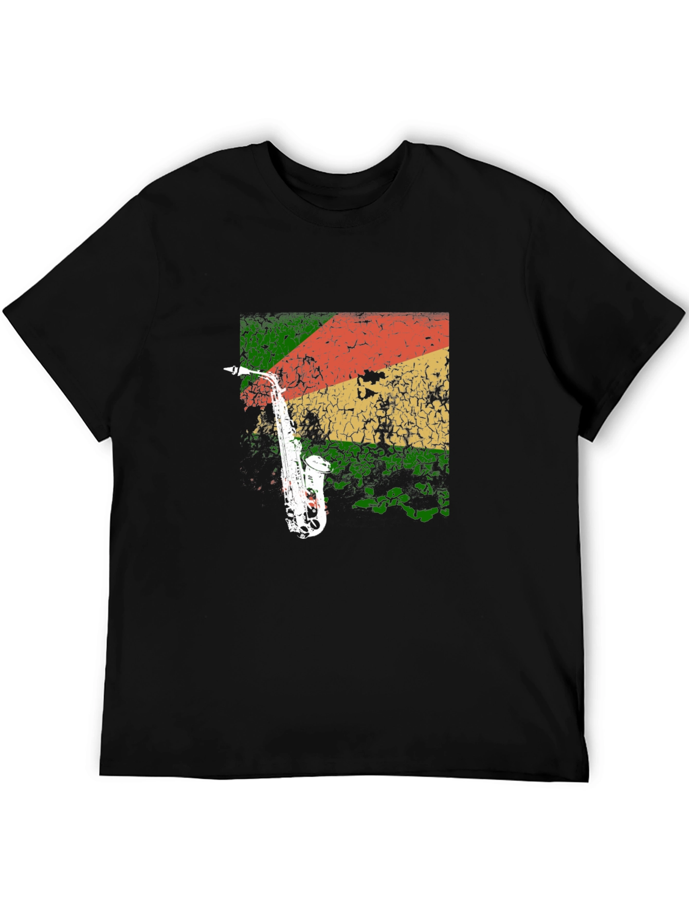 Black Saxophone Reggae T-Shirt - Cool Music Tee view 5